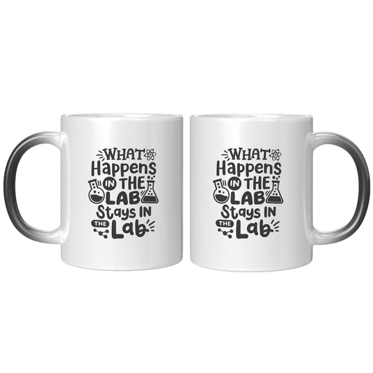 11 oz 'What Happens in the Lab Stays in the Lab' Magic Mug with Lab Vial Images - Perfect for Science Enthusiasts