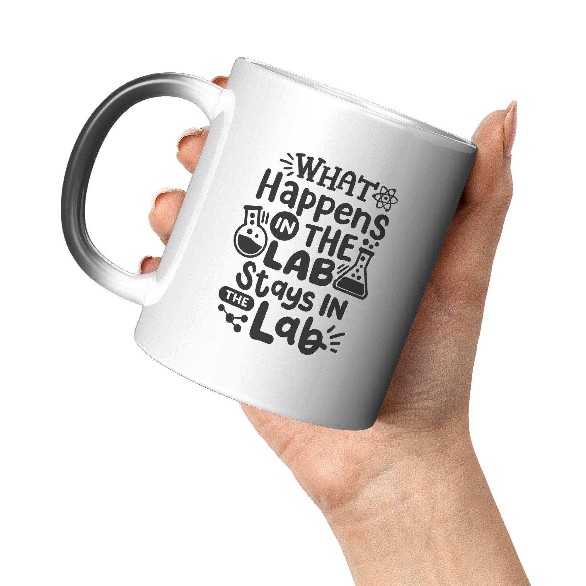 11 oz 'What Happens in the Lab Stays in the Lab' Magic Mug with Lab Vial Images - Perfect for Science Enthusiasts