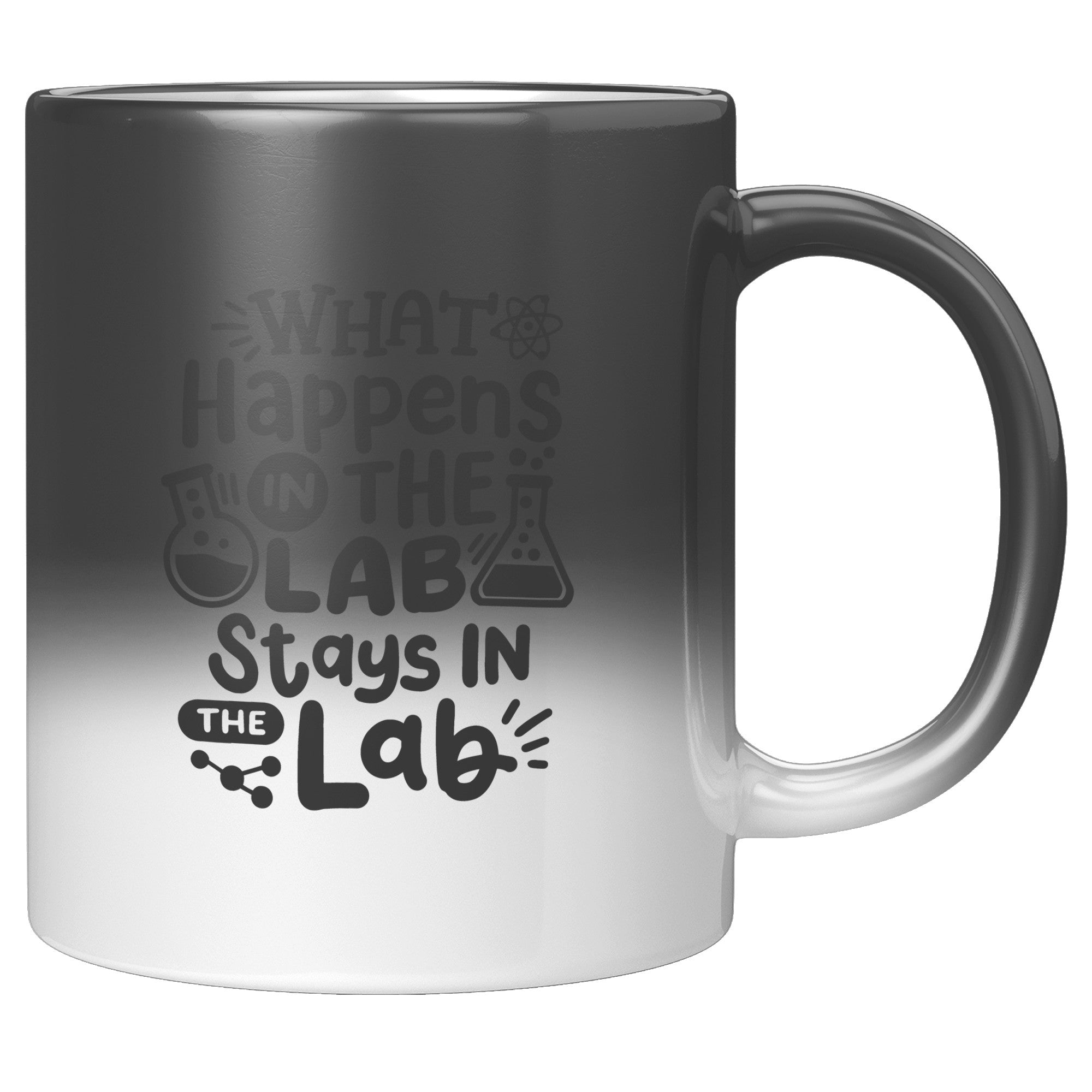 11 oz 'What Happens in the Lab Stays in the Lab' Magic Mug with Lab Vial Images - Perfect for Science Enthusiasts