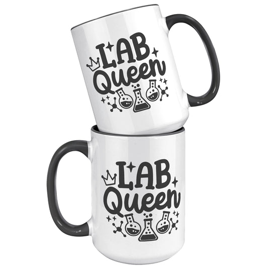 15 oz 'Lab Queen' Accent Mug with Lab Vials Design - Ideal for Laboratory Professionals