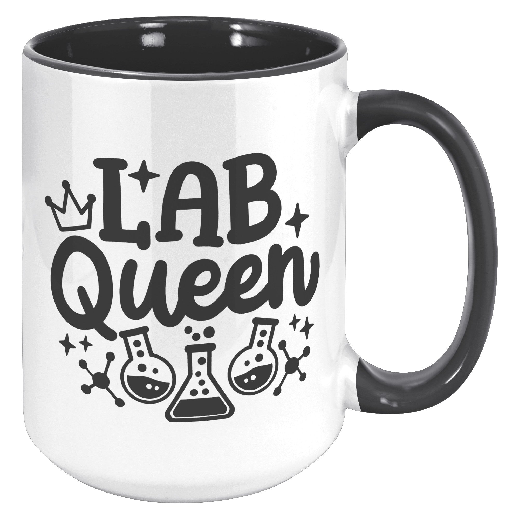 15 oz 'Lab Queen' Accent Mug with Lab Vials Design - Ideal for Laboratory Professionals