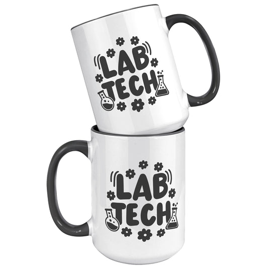 15 oz 'Lab Tech' Accent Mug with Daisy and Lab Vial Design - Perfect Gift for Laboratory Professionals