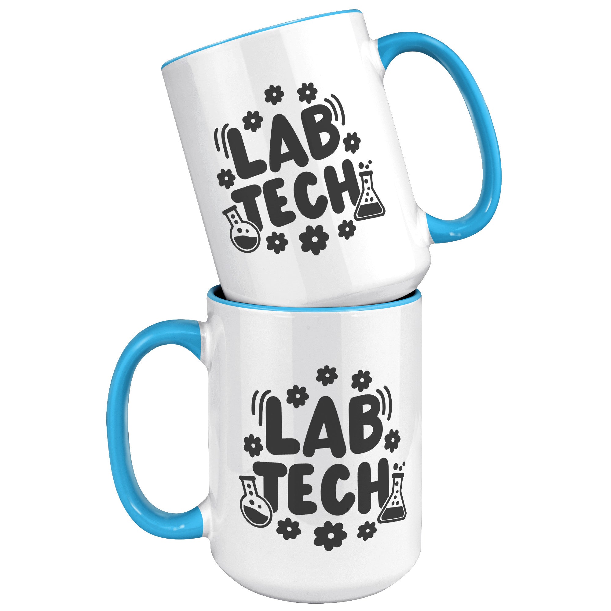 15 oz 'Lab Tech' Accent Mug with Daisy and Lab Vial Design - Perfect Gift for Laboratory Professionals