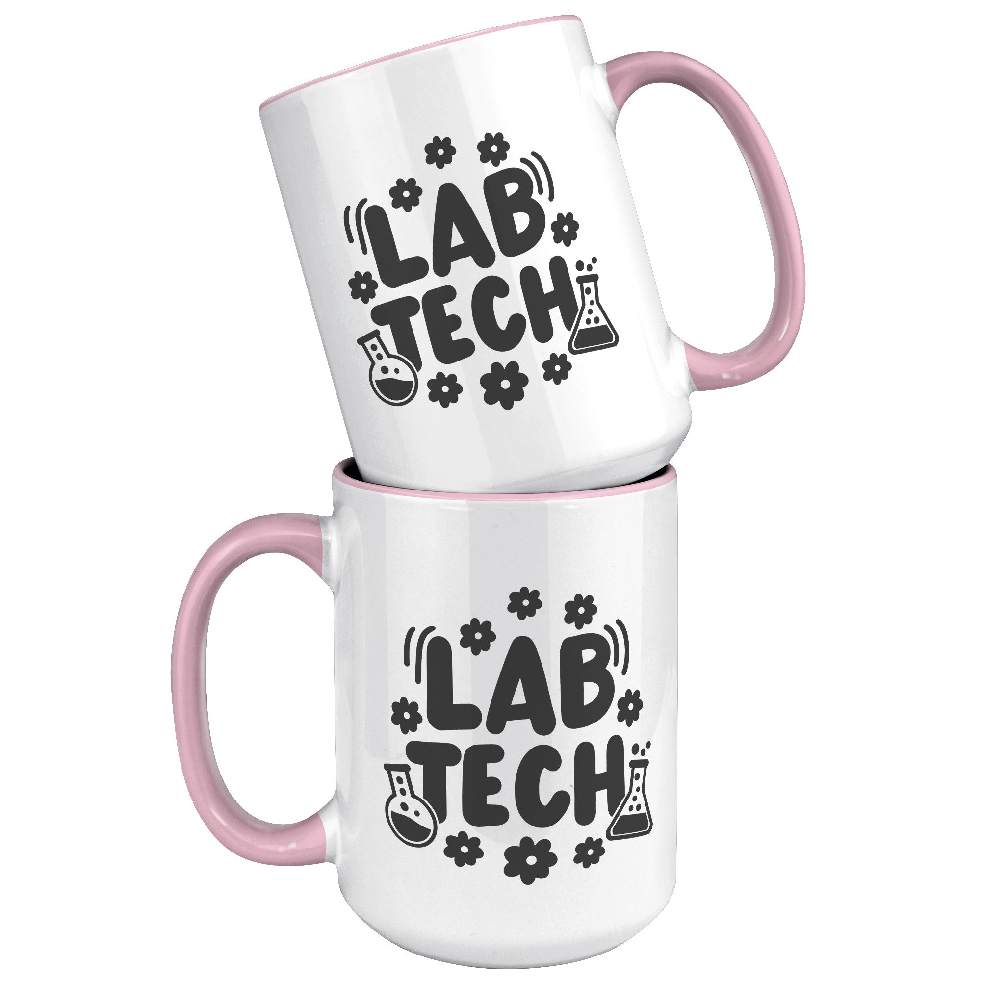 15 oz 'Lab Tech' Accent Mug with Daisy and Lab Vial Design - Perfect Gift for Laboratory Professionals
