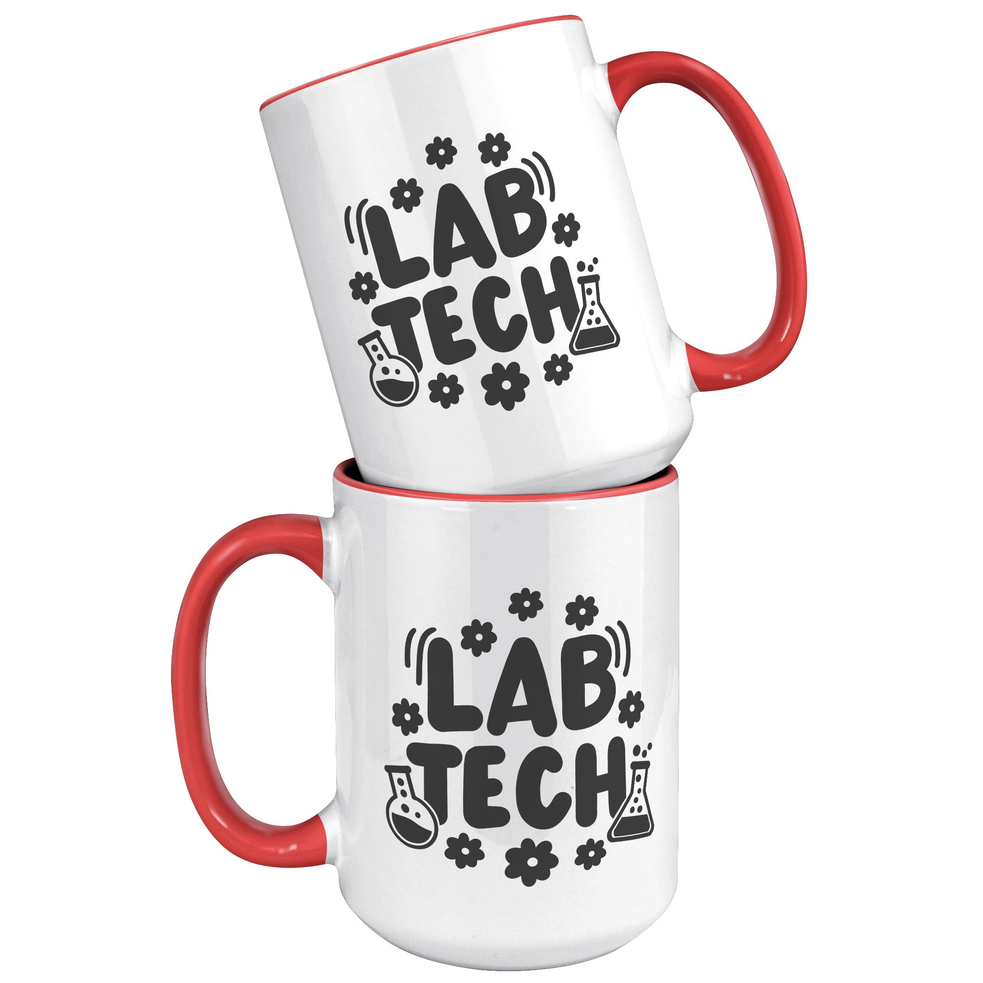 15 oz 'Lab Tech' Accent Mug with Daisy and Lab Vial Design - Perfect Gift for Laboratory Professionals