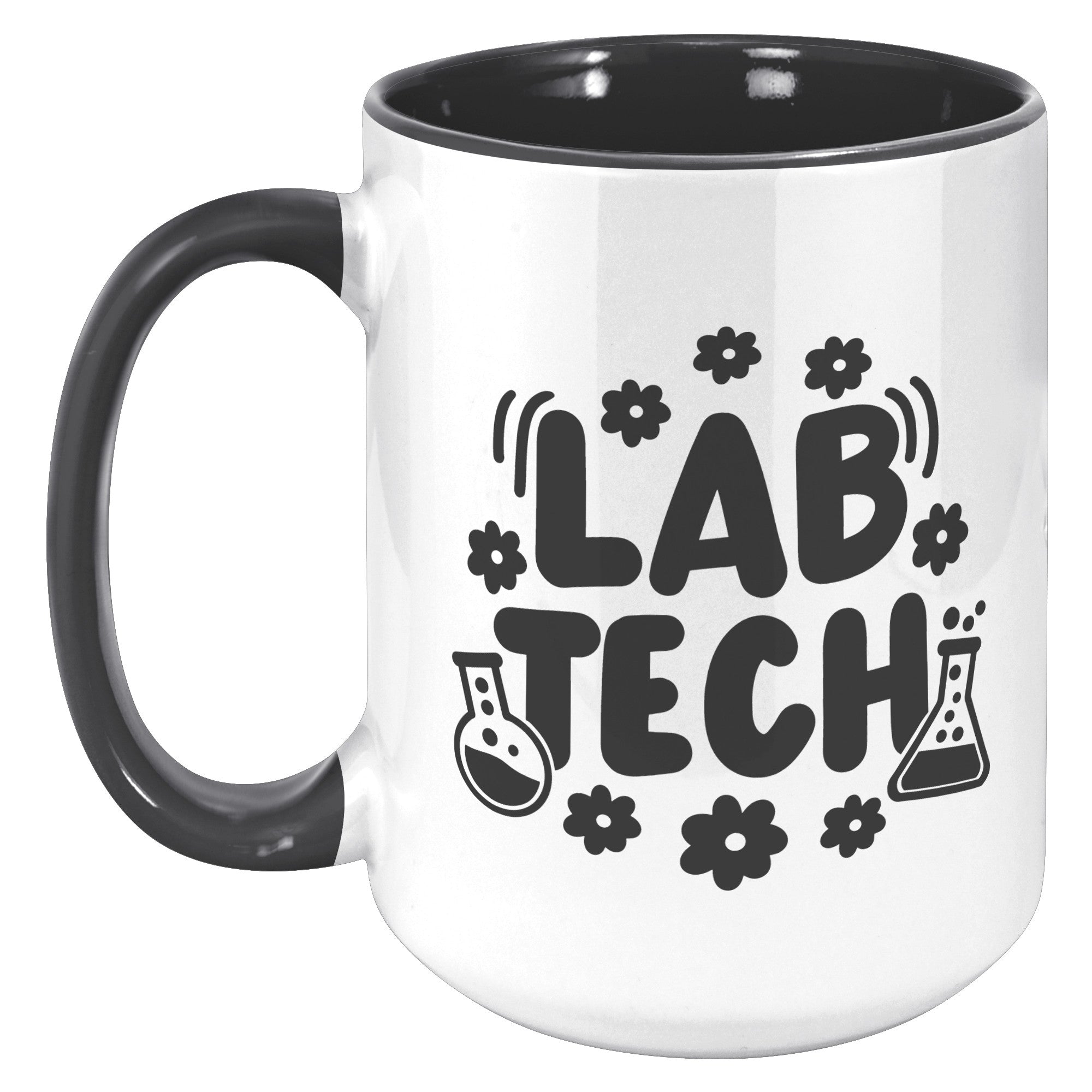 15 oz 'Lab Tech' Accent Mug with Daisy and Lab Vial Design - Perfect Gift for Laboratory Professionals