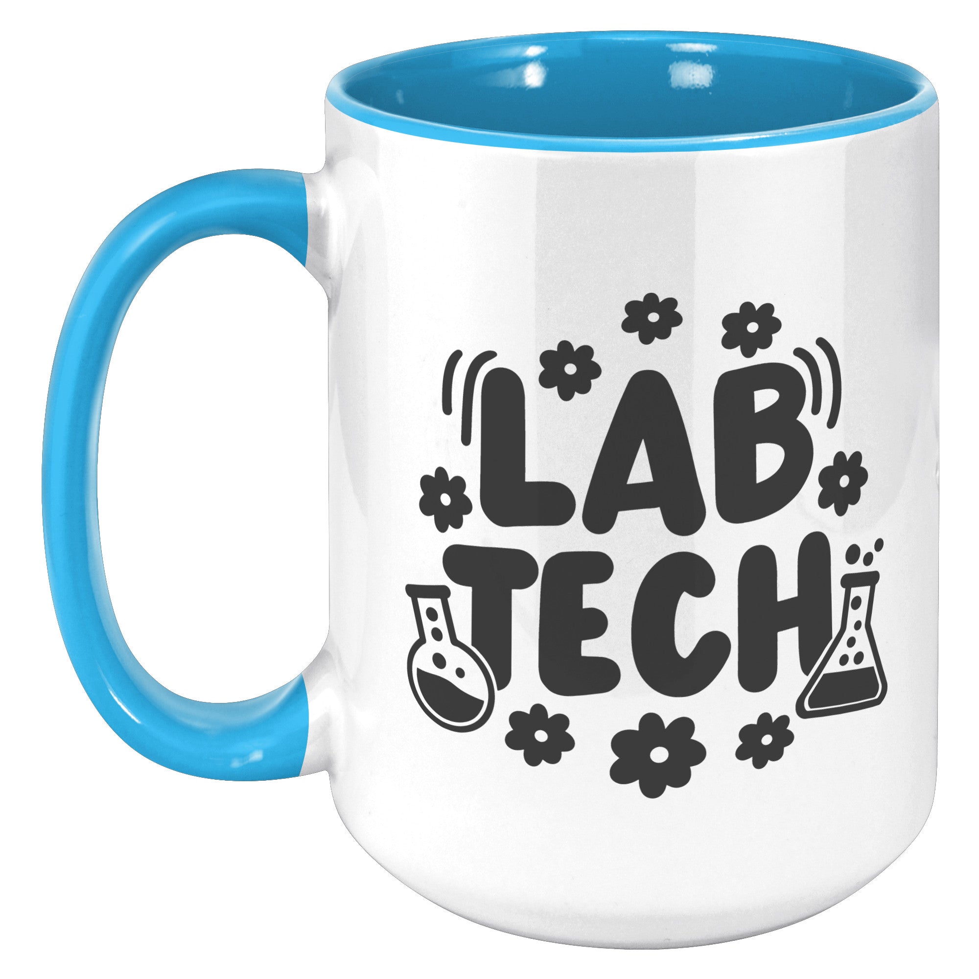 15 oz 'Lab Tech' Accent Mug with Daisy and Lab Vial Design - Perfect Gift for Laboratory Professionals