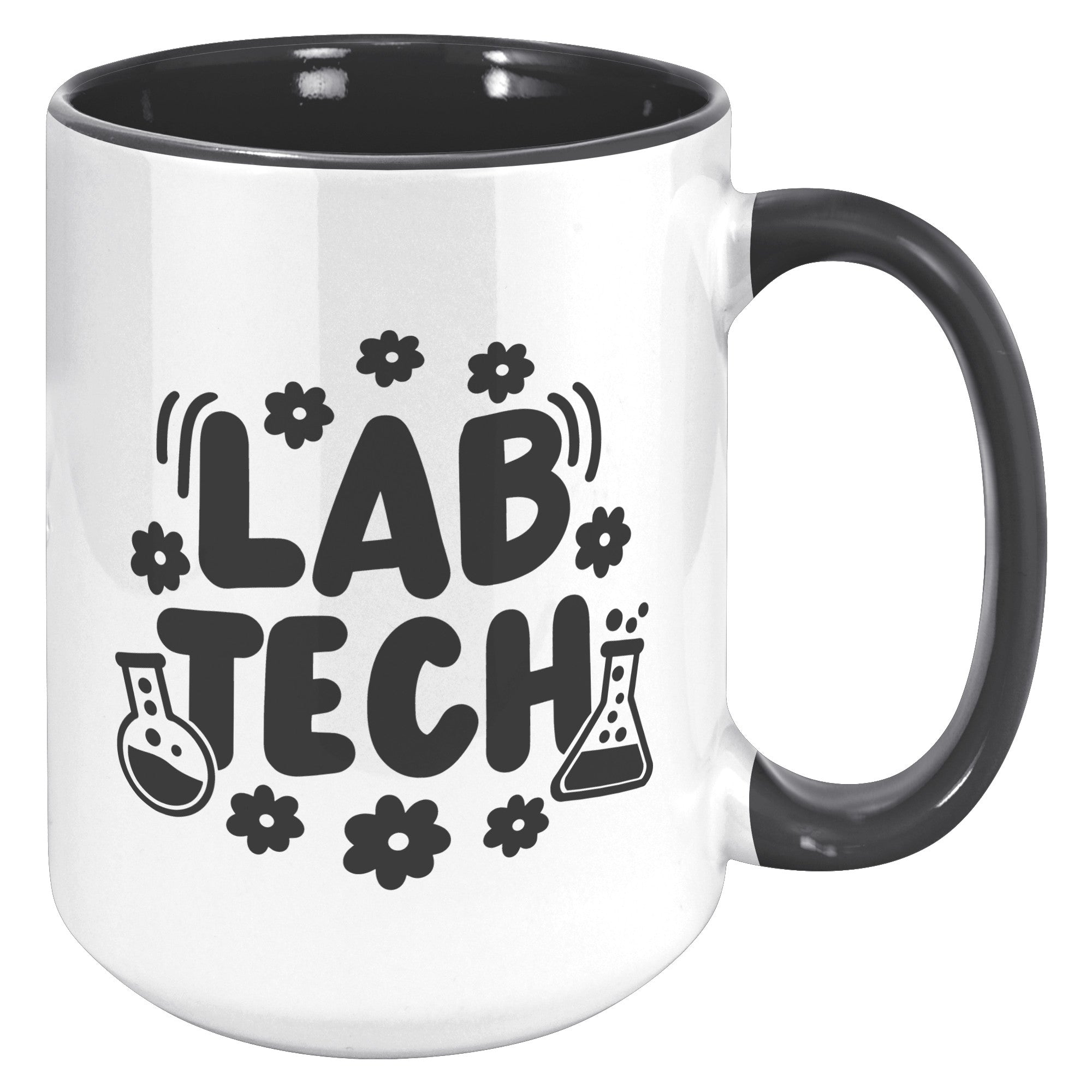 15 oz 'Lab Tech' Accent Mug with Daisy and Lab Vial Design - Perfect Gift for Laboratory Professionals