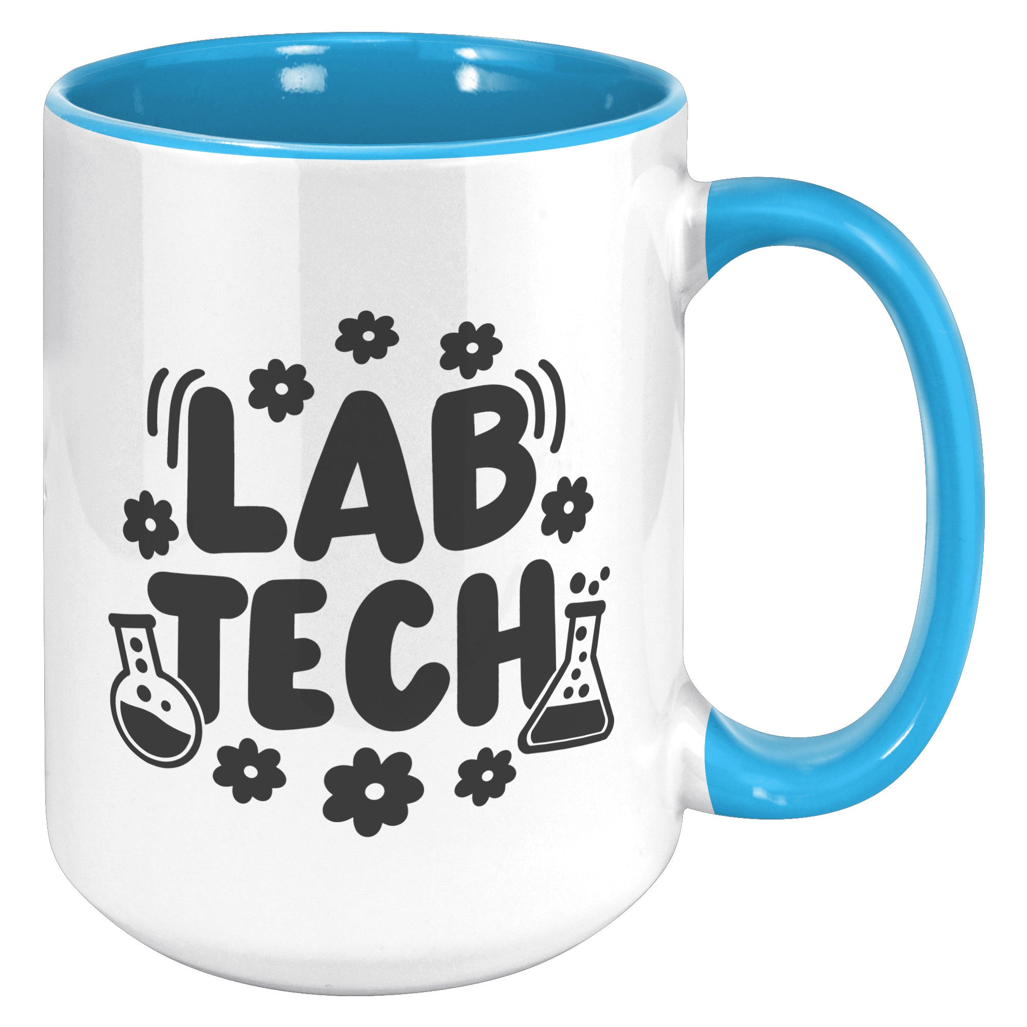 15 oz 'Lab Tech' Accent Mug with Daisy and Lab Vial Design - Perfect Gift for Laboratory Professionals