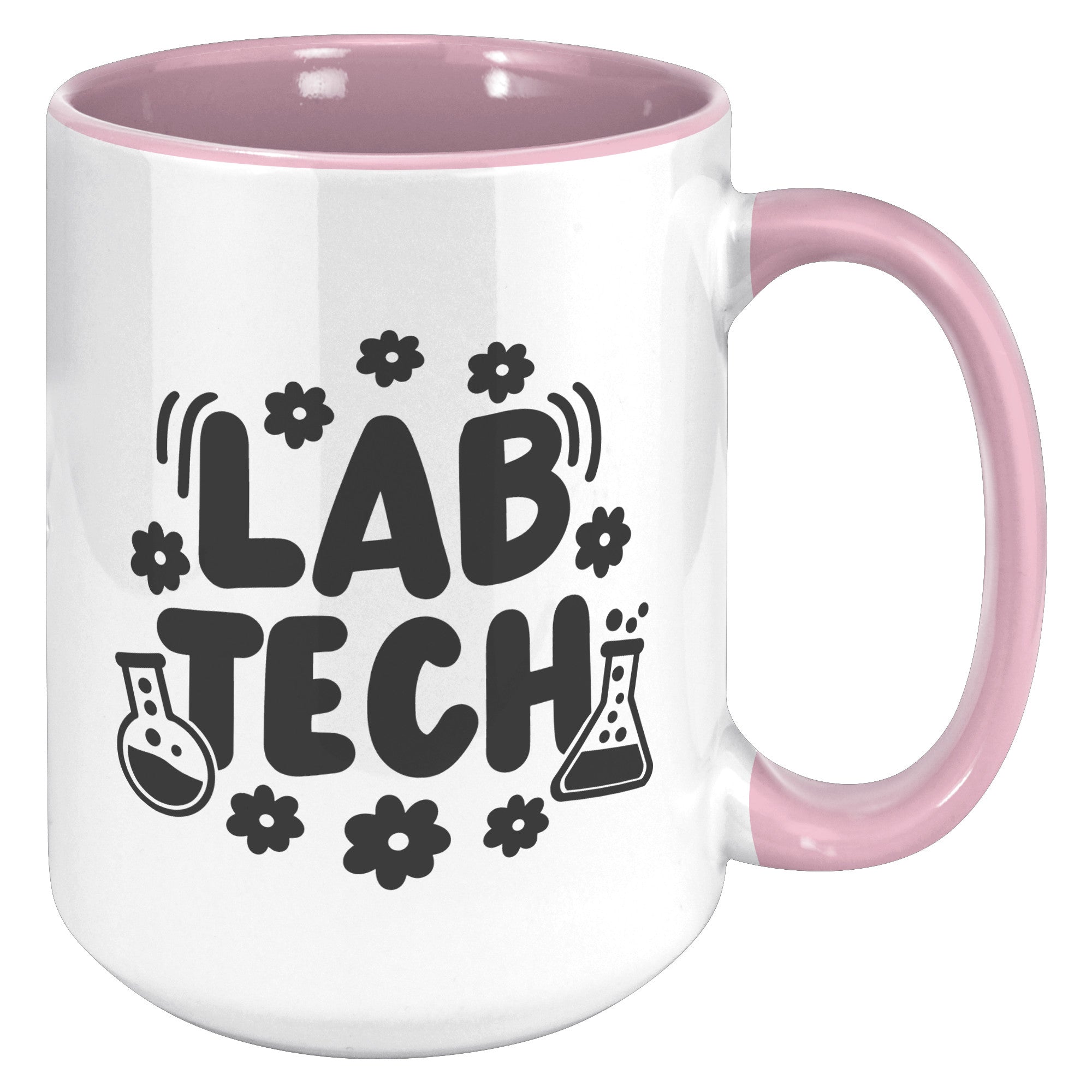 15 oz 'Lab Tech' Accent Mug with Daisy and Lab Vial Design - Perfect Gift for Laboratory Professionals