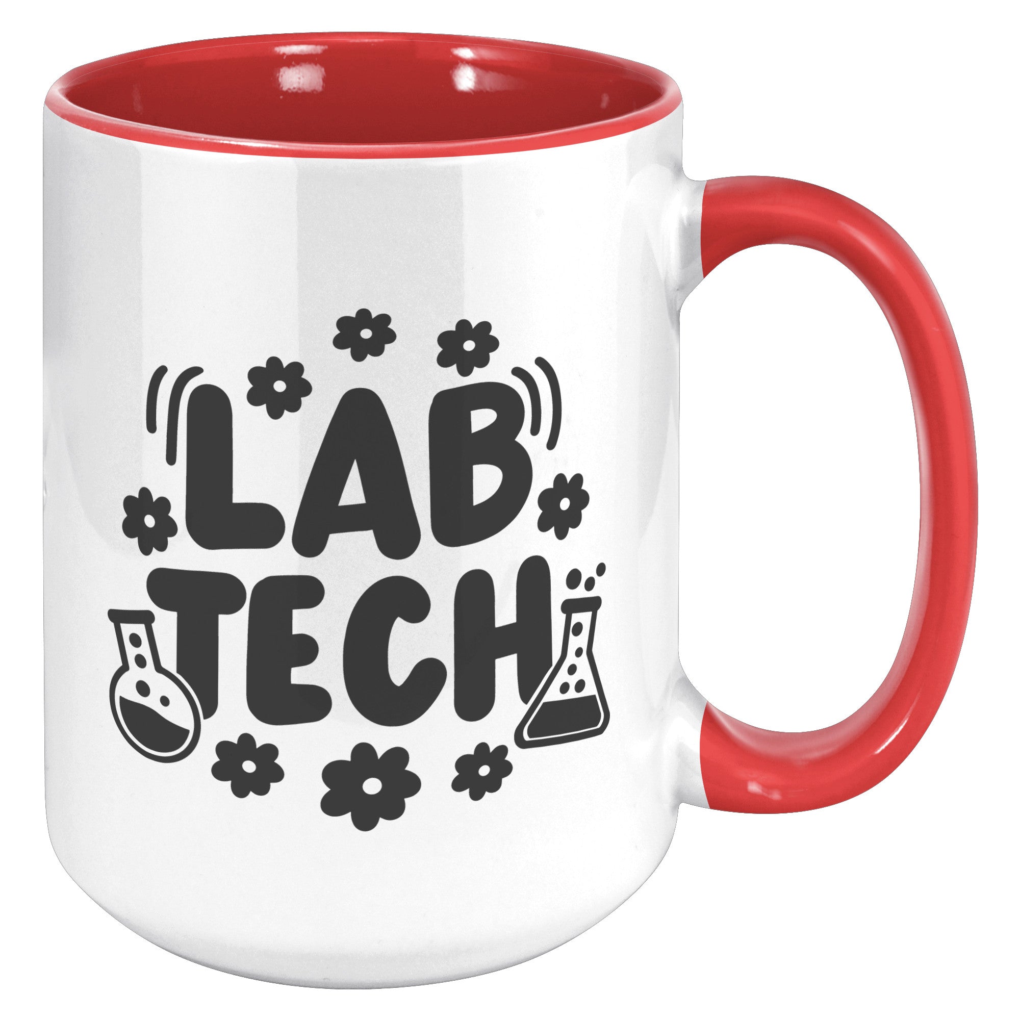 15 oz 'Lab Tech' Accent Mug with Daisy and Lab Vial Design - Perfect Gift for Laboratory Professionals