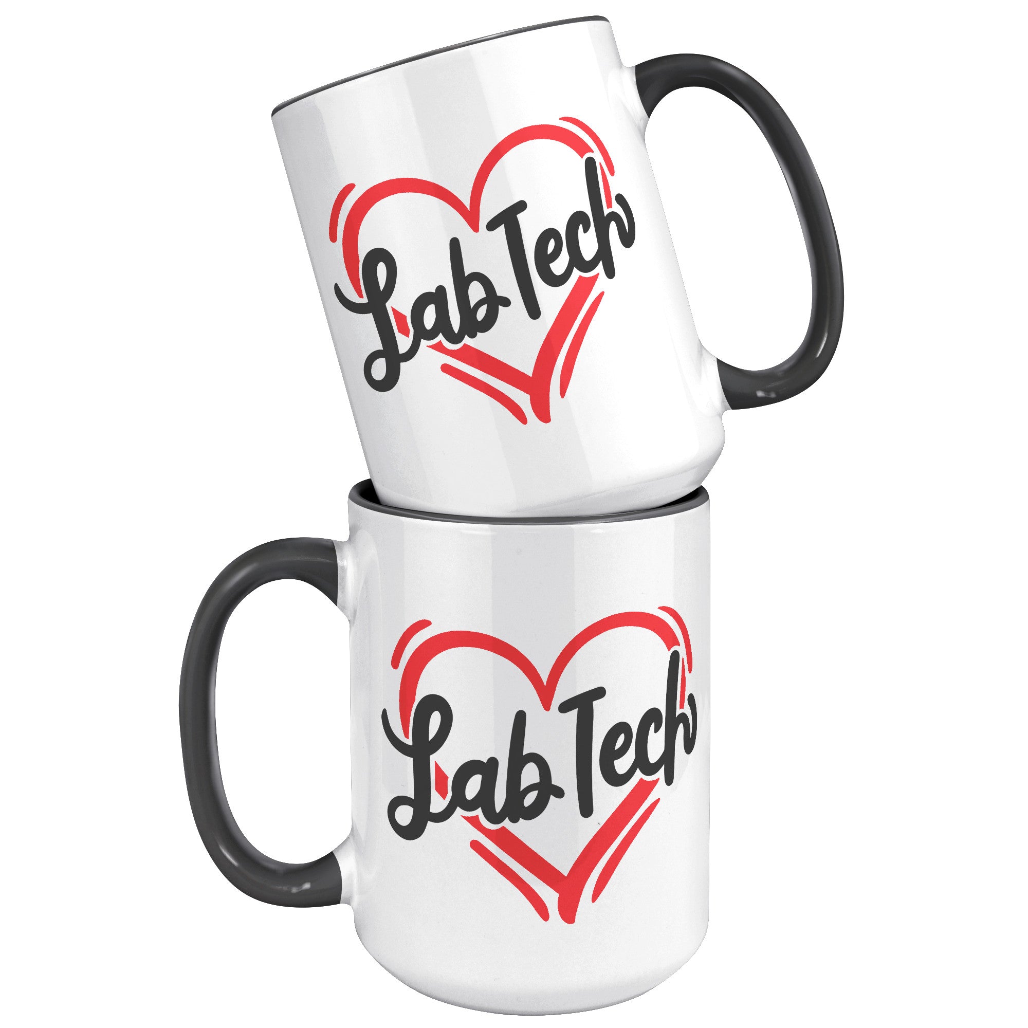 15 oz 'Lab Tech' Heart Design Accent Mug - Ideal for Laboratory Professionals