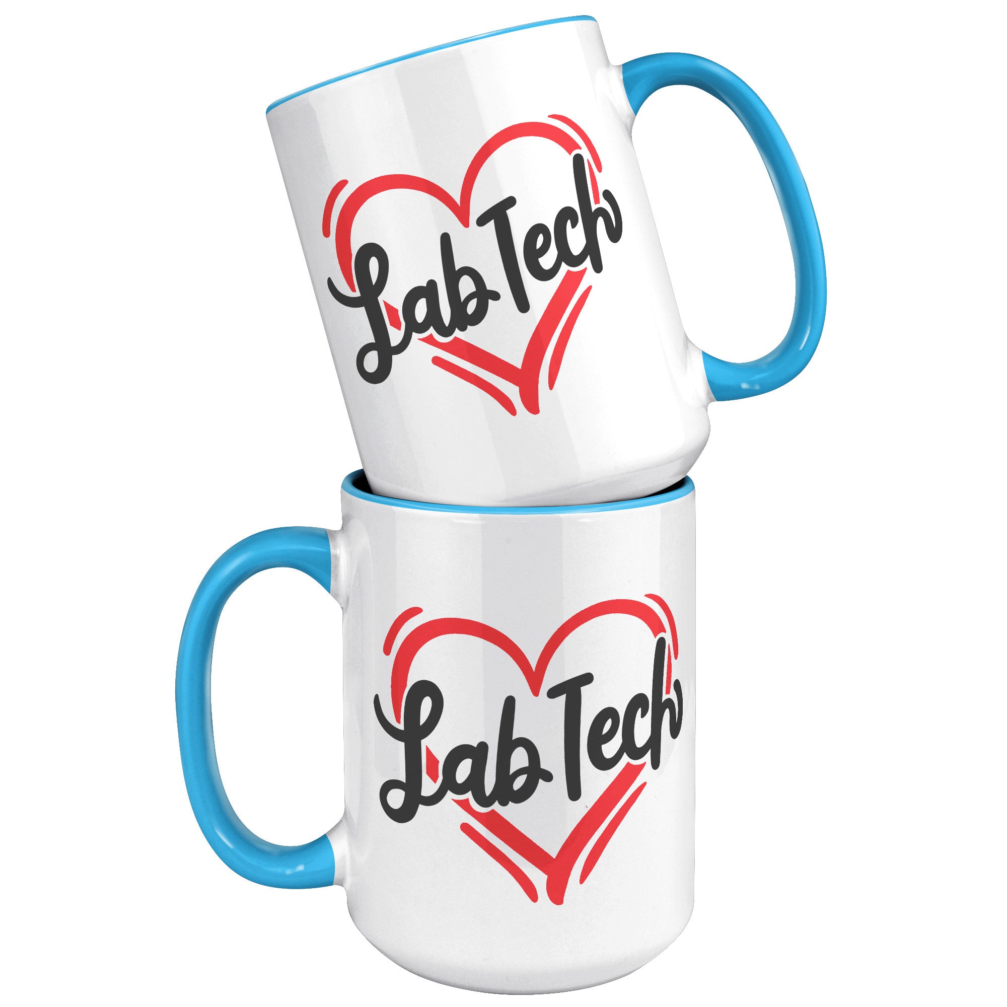 15 oz 'Lab Tech' Heart Design Accent Mug - Ideal for Laboratory Professionals