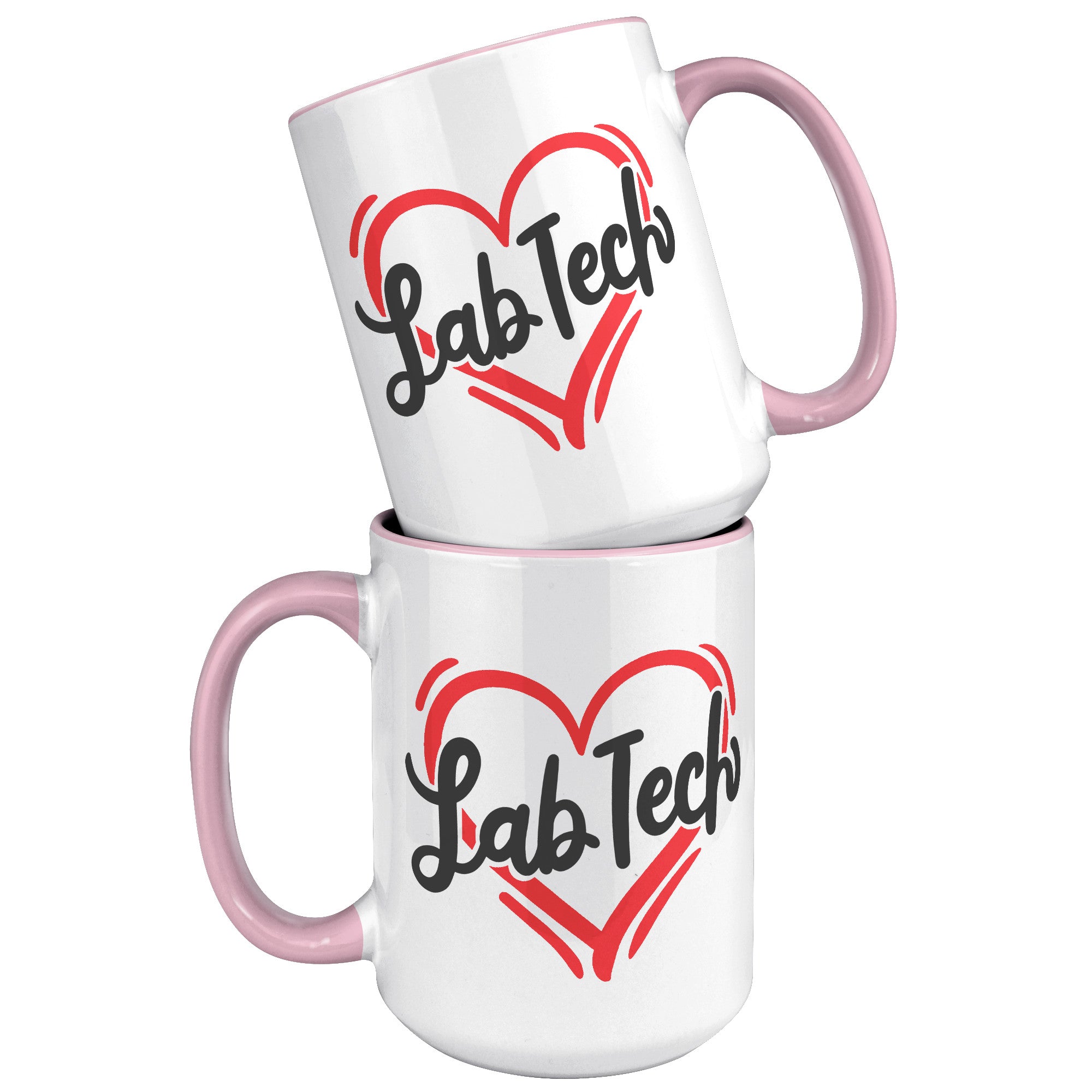 15 oz 'Lab Tech' Heart Design Accent Mug - Ideal for Laboratory Professionals