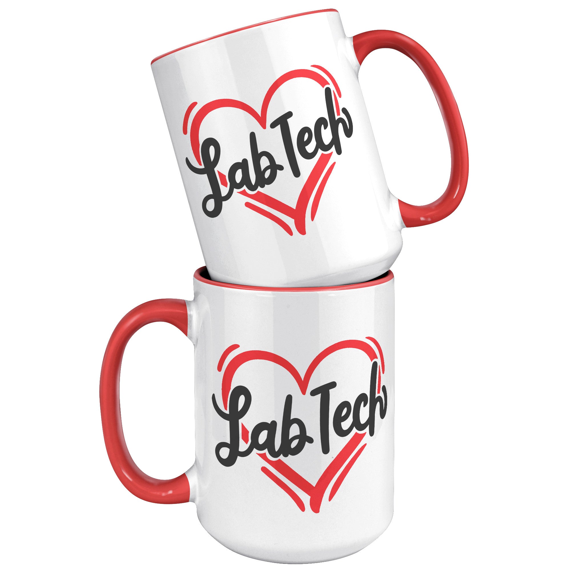 15 oz 'Lab Tech' Heart Design Accent Mug - Ideal for Laboratory Professionals