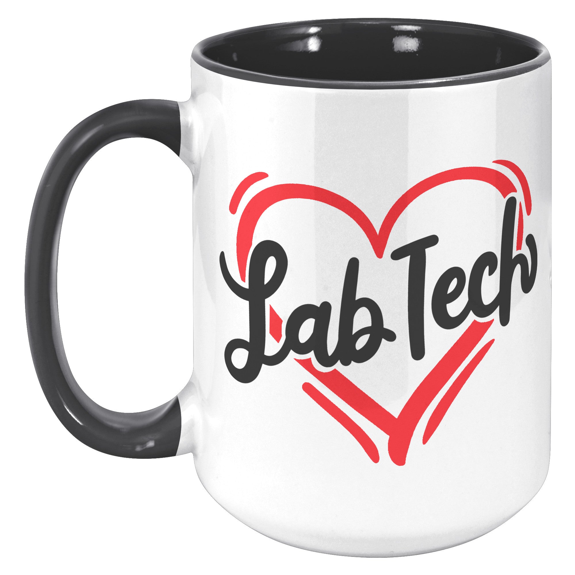 15 oz 'Lab Tech' Heart Design Accent Mug - Ideal for Laboratory Professionals