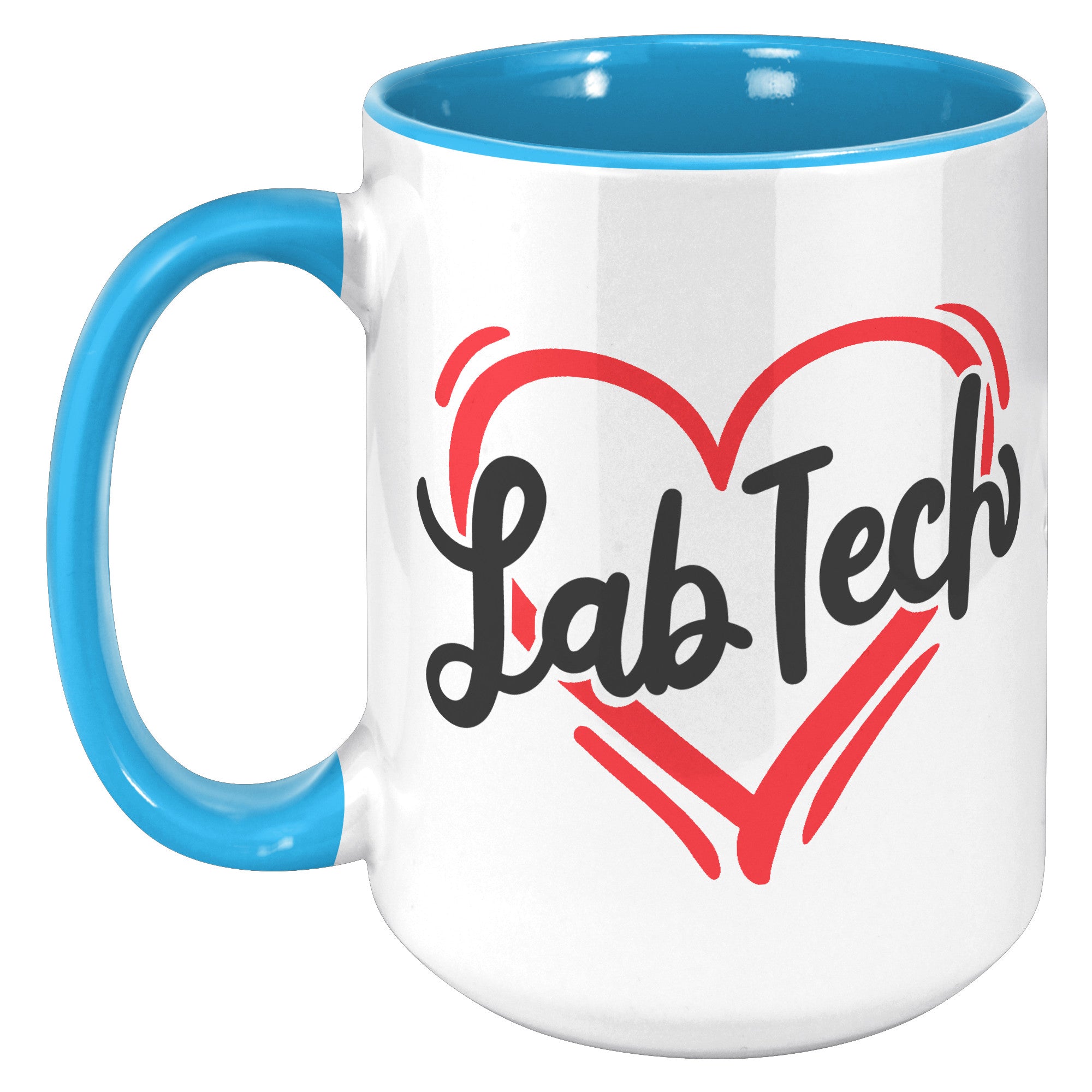15 oz 'Lab Tech' Heart Design Accent Mug - Ideal for Laboratory Professionals
