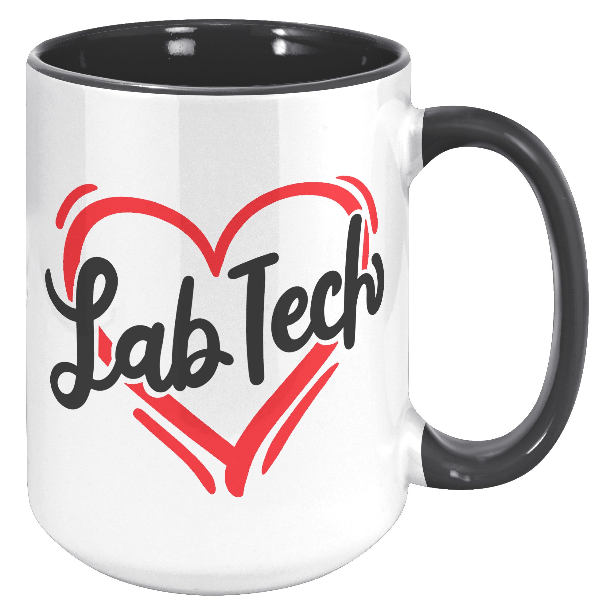 15 oz 'Lab Tech' Heart Design Accent Mug - Ideal for Laboratory Professionals