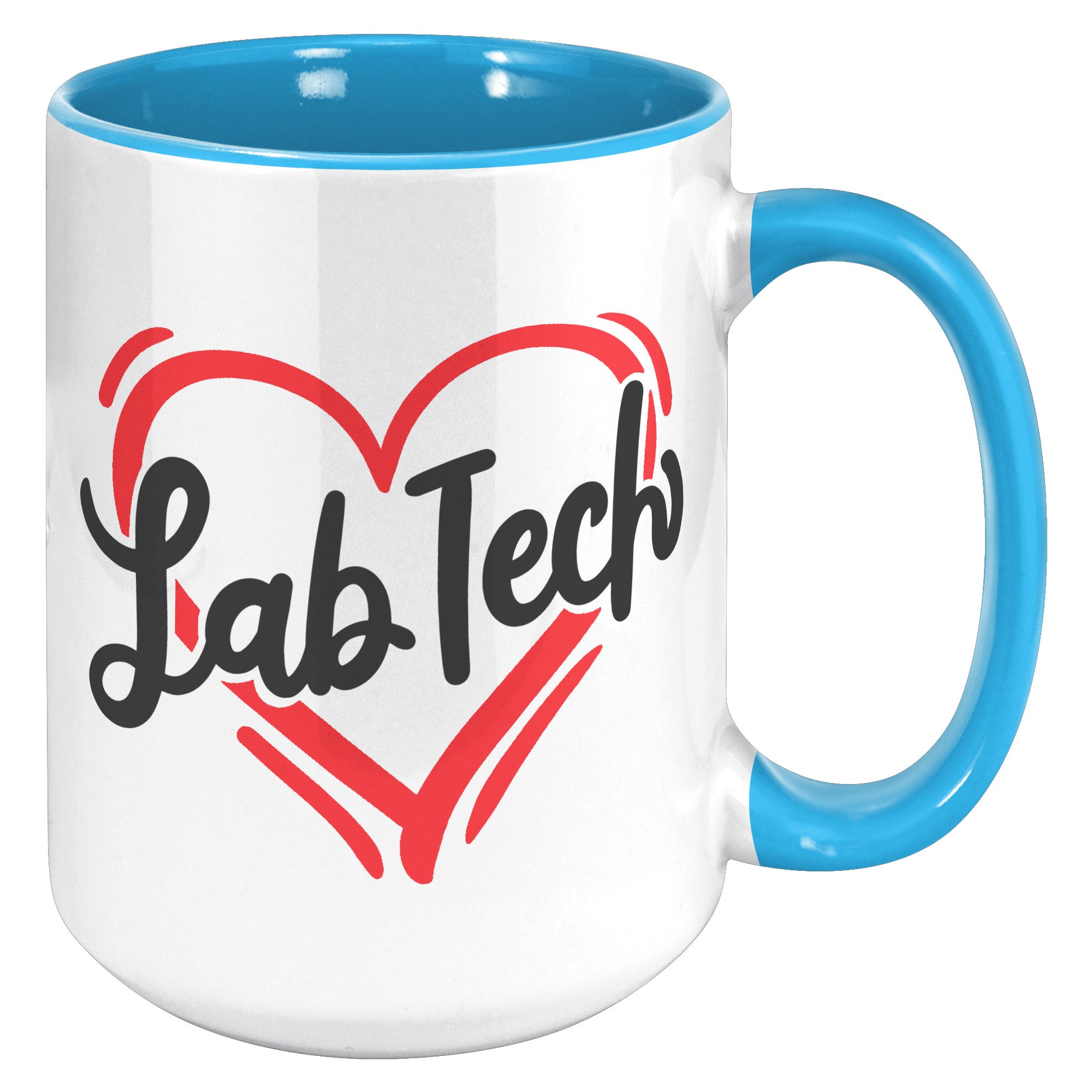 15 oz 'Lab Tech' Heart Design Accent Mug - Ideal for Laboratory Professionals