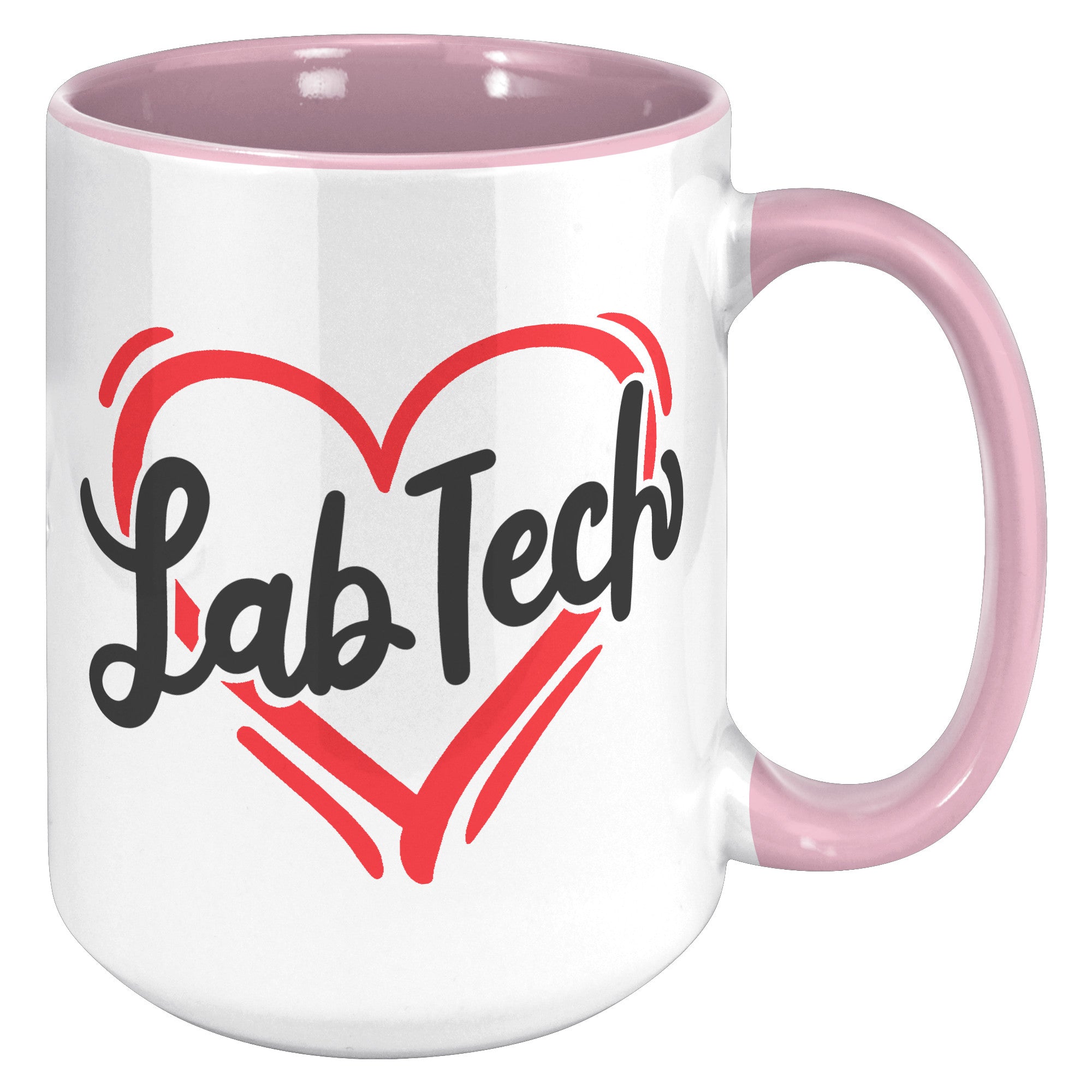 15 oz 'Lab Tech' Heart Design Accent Mug - Ideal for Laboratory Professionals
