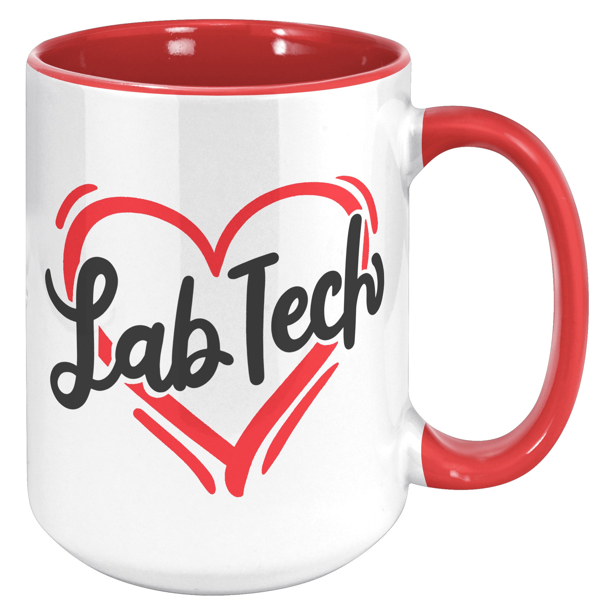 15 oz 'Lab Tech' Heart Design Accent Mug - Ideal for Laboratory Professionals