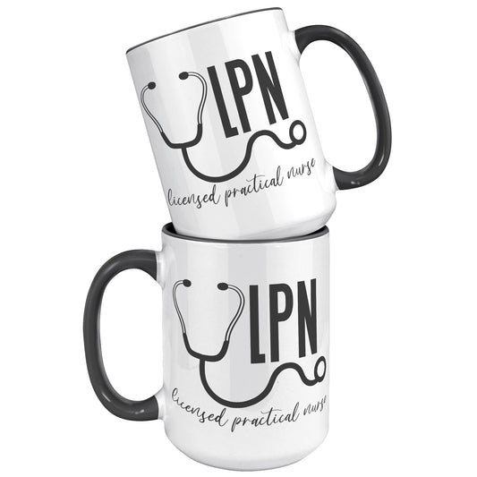 15 oz Licensed Practical Nurse Accent Mug with Stethoscope Design - Perfect Gift for LPNs