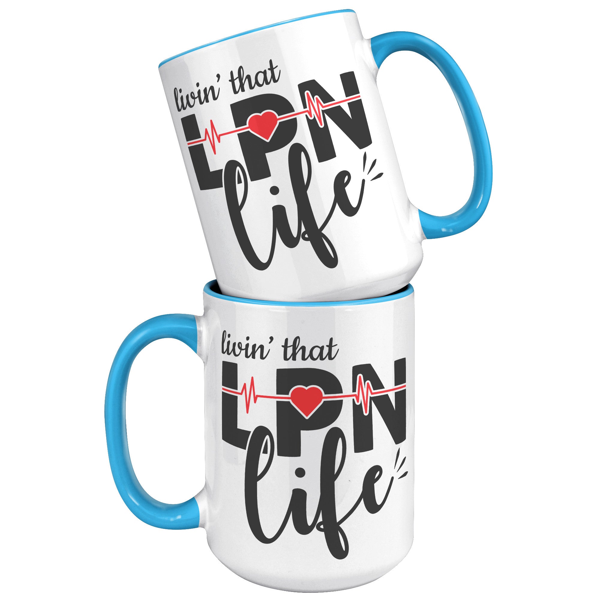 15 oz 'Livin' That LPN Life' Accent Mug with EKG Monitor Design - Perfect Gift for Licensed Practical Nurses