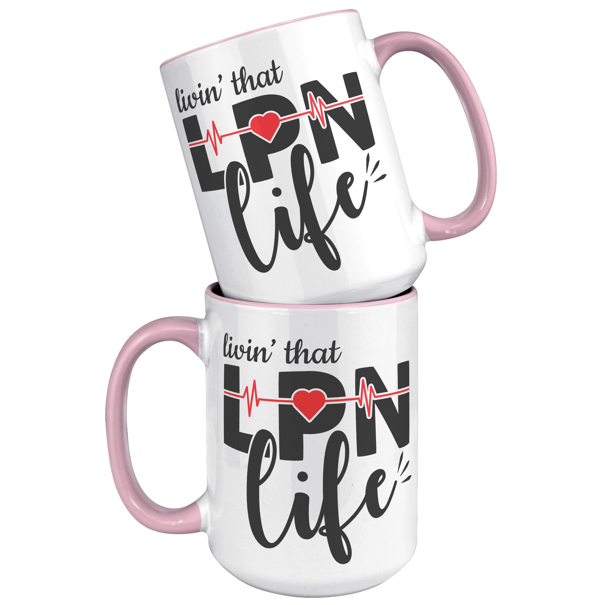 15 oz 'Livin' That LPN Life' Accent Mug with EKG Monitor Design - Perfect Gift for Licensed Practical Nurses