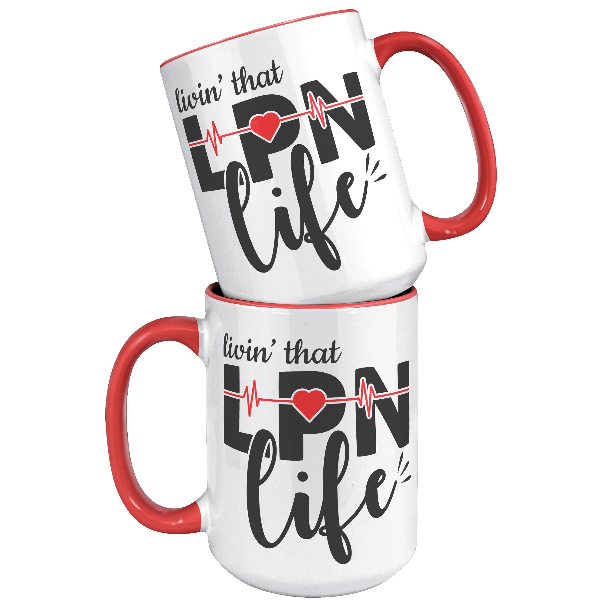 15 oz 'Livin' That LPN Life' Accent Mug with EKG Monitor Design - Perfect Gift for Licensed Practical Nurses