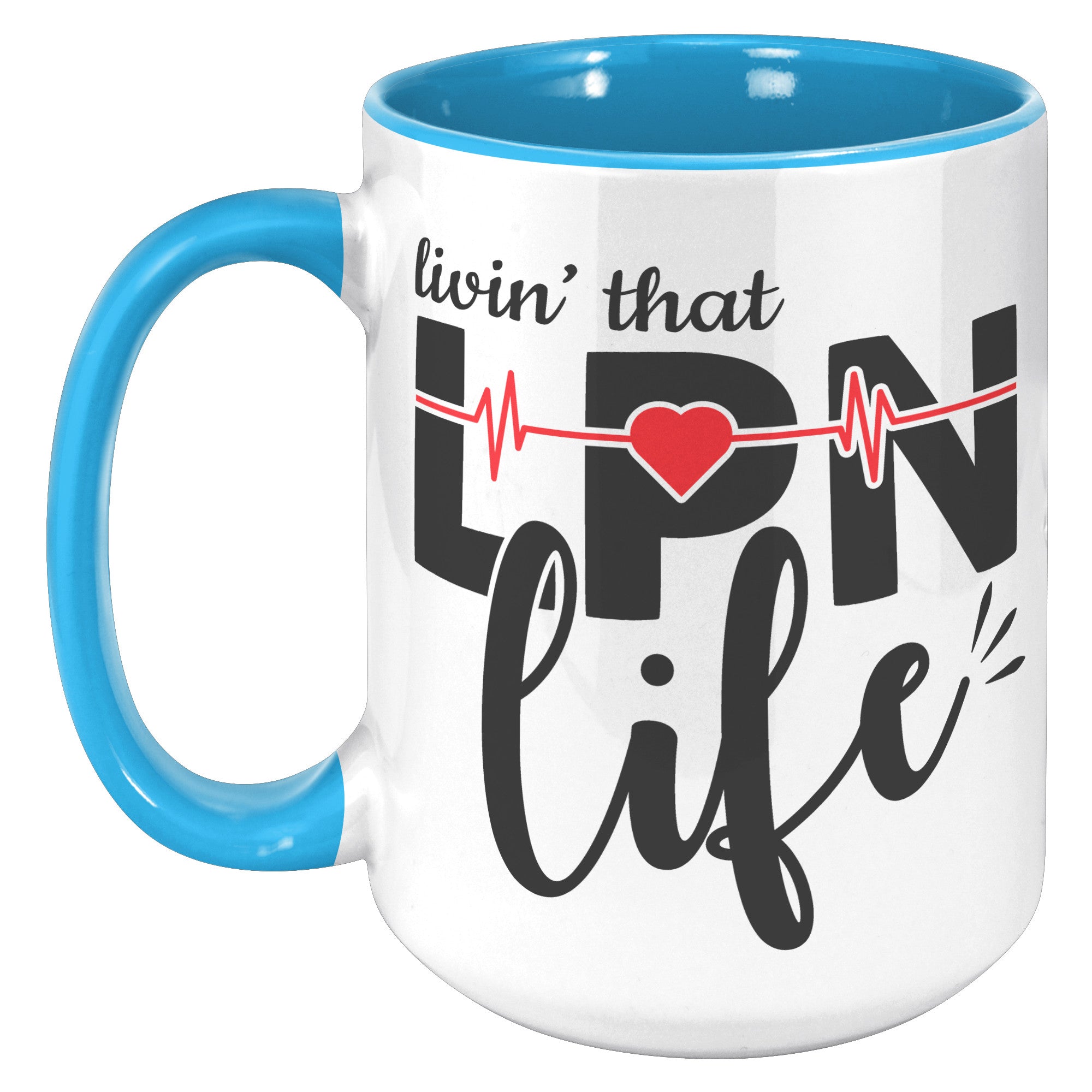 15 oz 'Livin' That LPN Life' Accent Mug with EKG Monitor Design - Perfect Gift for Licensed Practical Nurses
