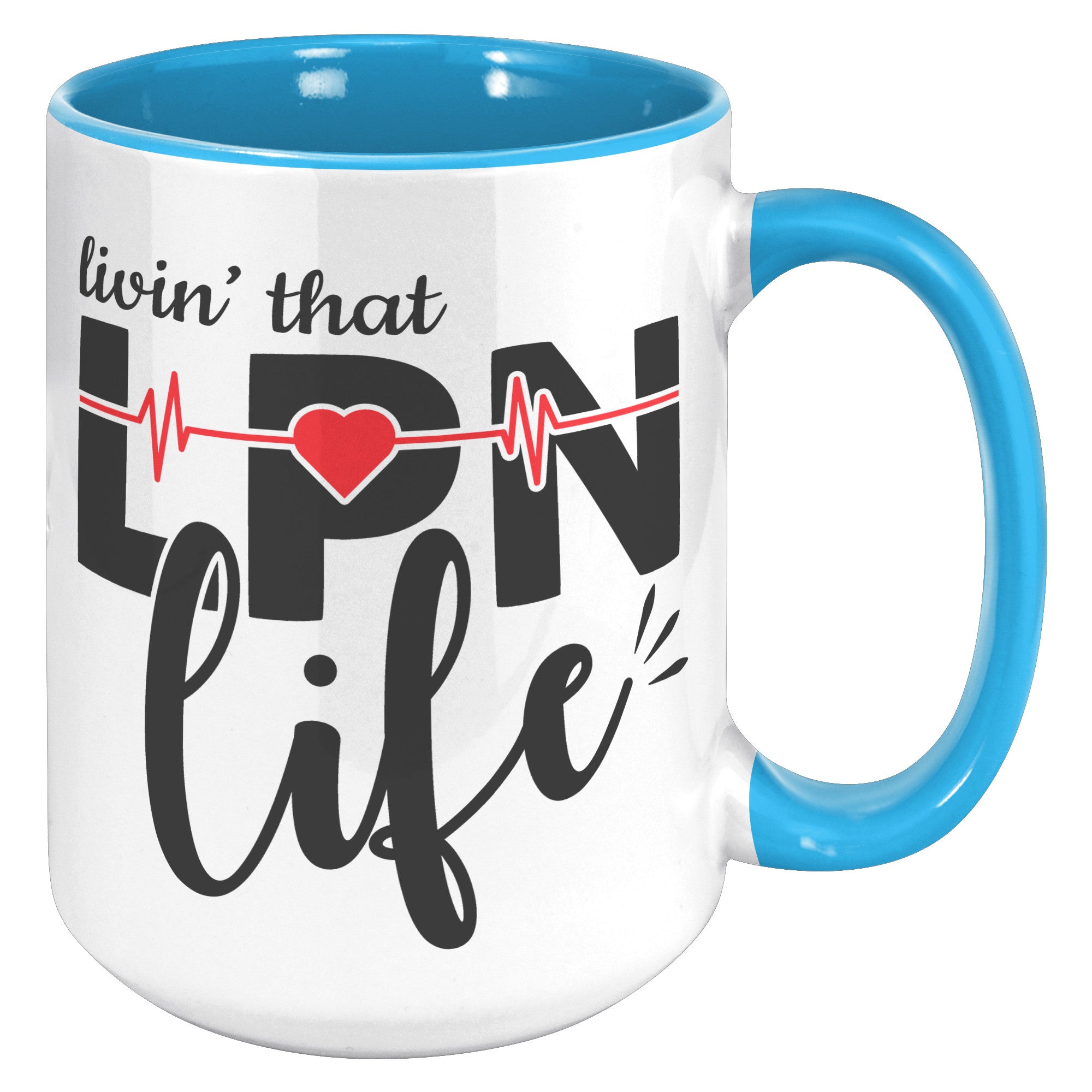 15 oz 'Livin' That LPN Life' Accent Mug with EKG Monitor Design - Perfect Gift for Licensed Practical Nurses