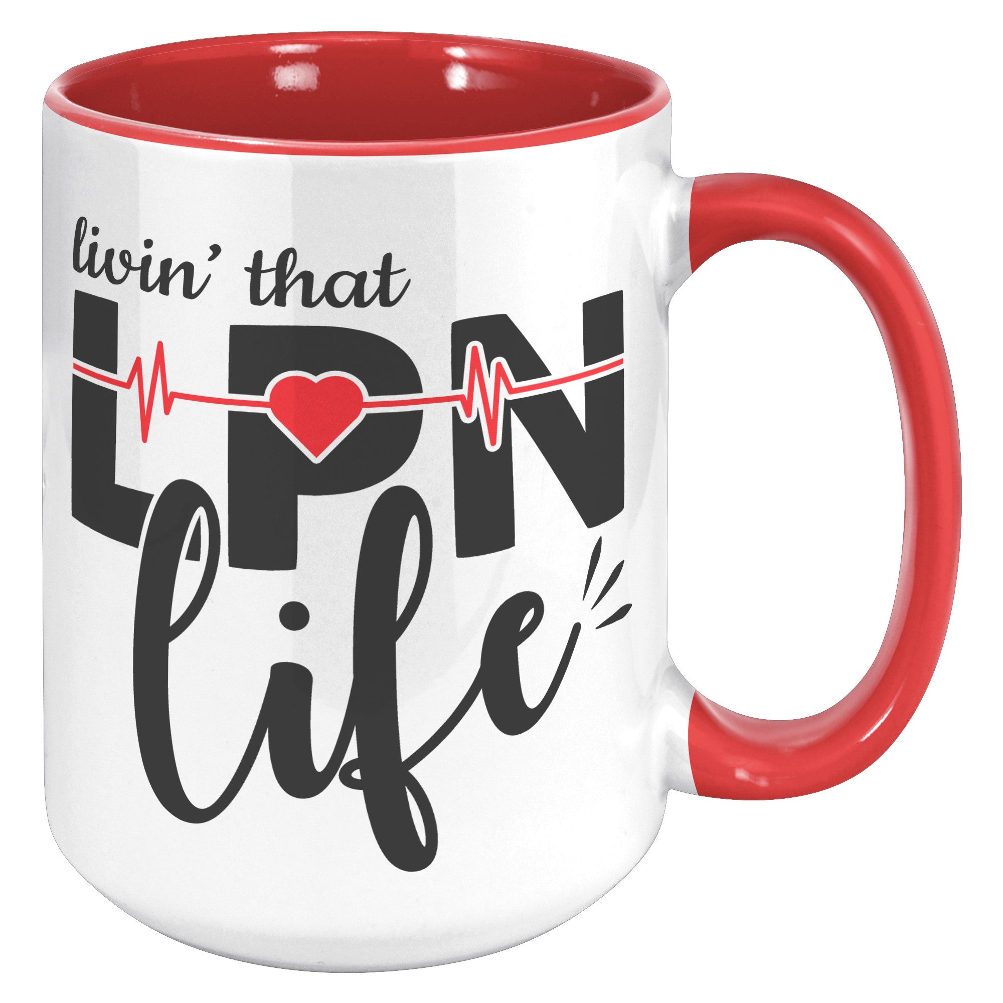 15 oz 'Livin' That LPN Life' Accent Mug with EKG Monitor Design - Perfect Gift for Licensed Practical Nurses