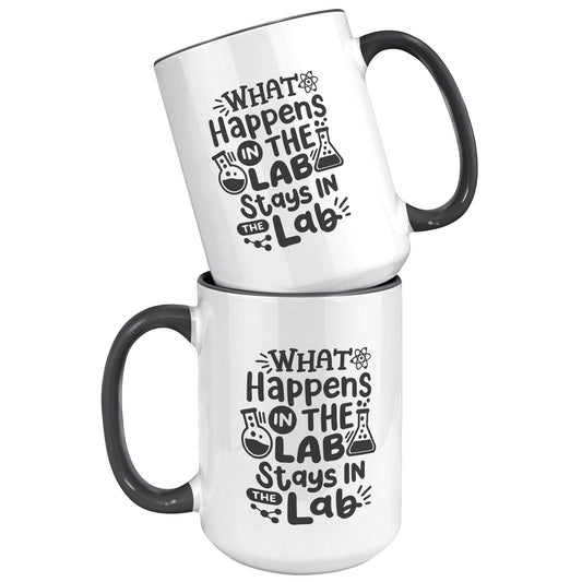 15 oz 'What Happens in the Lab Stays in the Lab' Accent Mug with Lab Vial Design - Perfect for Science Enthusiasts