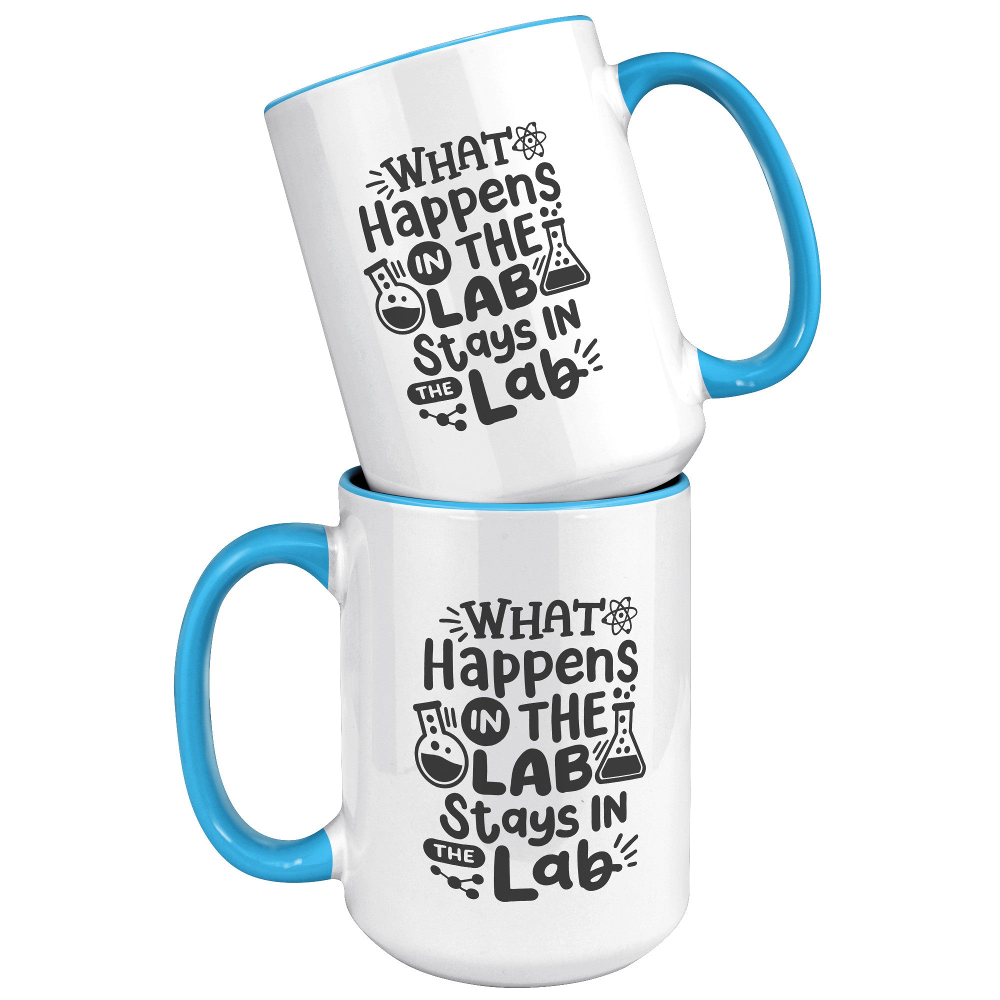 15 oz 'What Happens in the Lab Stays in the Lab' Accent Mug with Lab Vial Design - Perfect for Science Enthusiasts