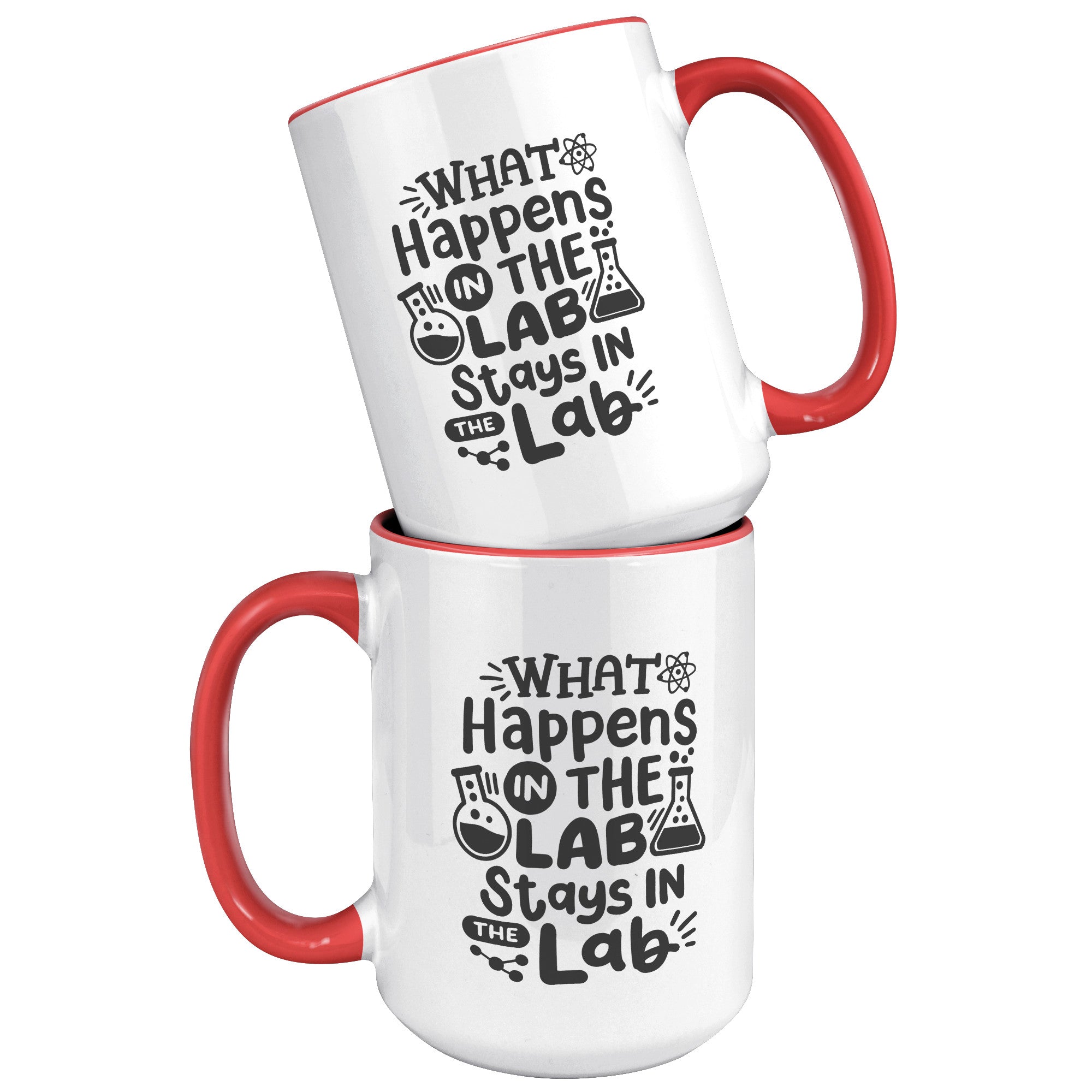 15 oz 'What Happens in the Lab Stays in the Lab' Accent Mug with Lab Vial Design - Perfect for Science Enthusiasts