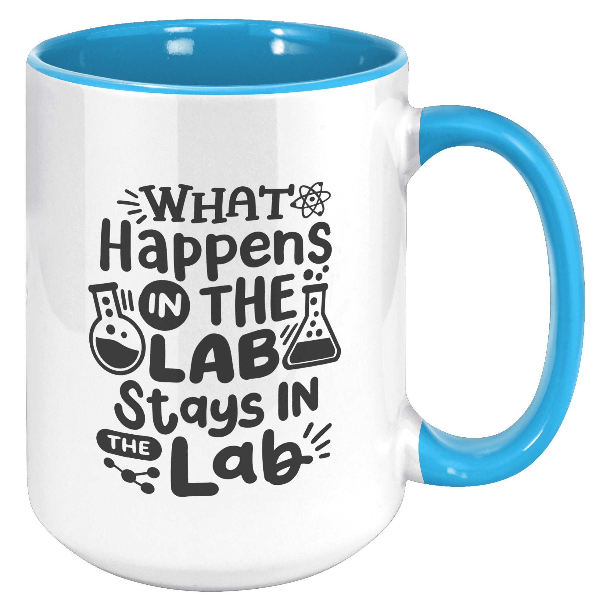 15 oz 'What Happens in the Lab Stays in the Lab' Accent Mug with Lab Vial Design - Perfect for Science Enthusiasts