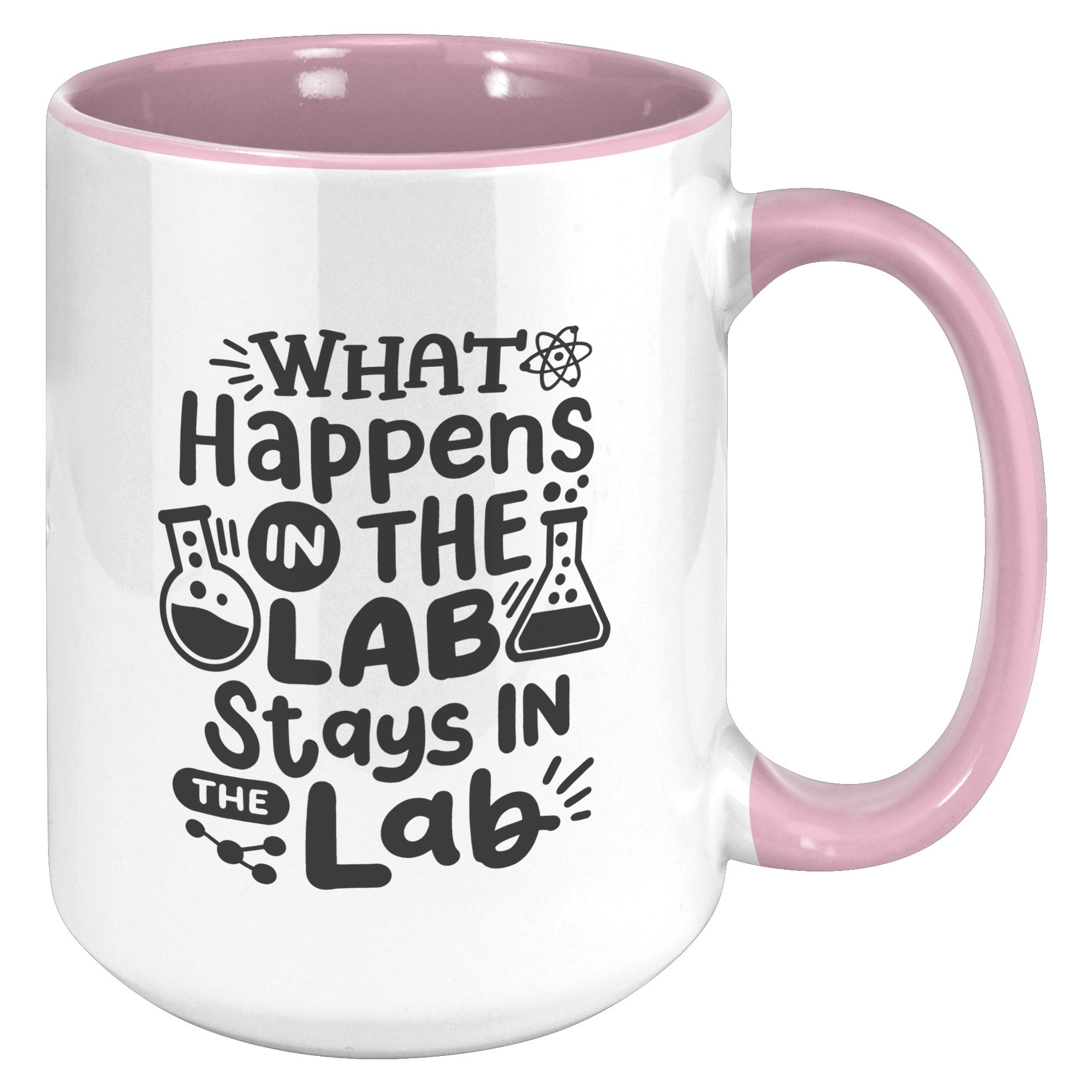 15 oz 'What Happens in the Lab Stays in the Lab' Accent Mug with Lab Vial Design - Perfect for Science Enthusiasts