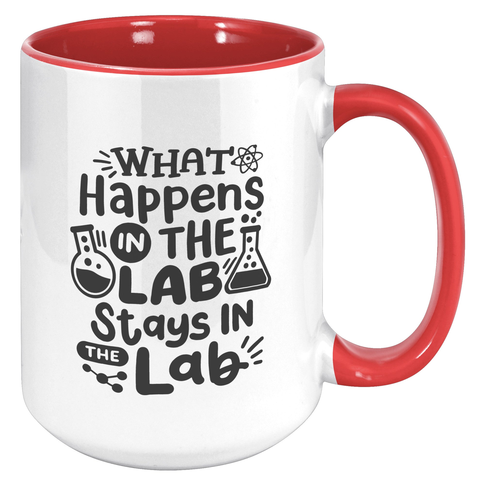 15 oz 'What Happens in the Lab Stays in the Lab' Accent Mug with Lab Vial Design - Perfect for Science Enthusiasts