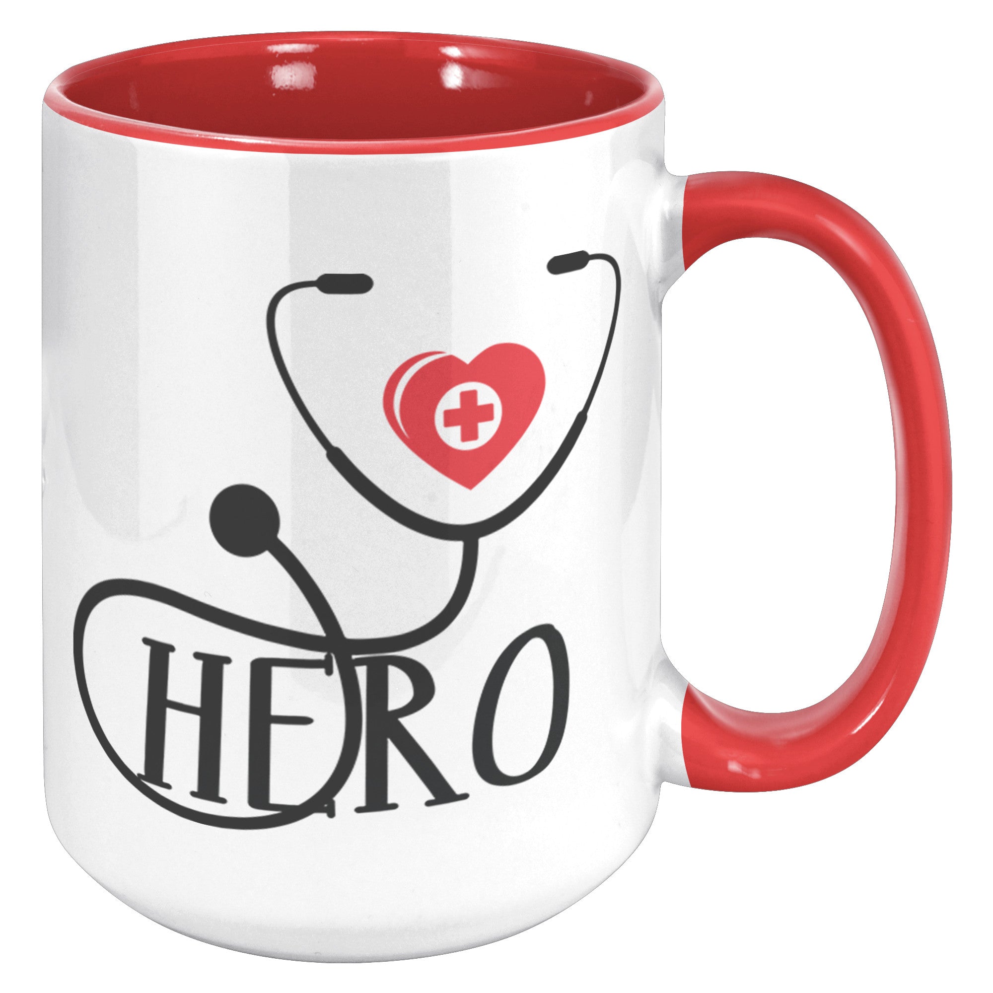 15oz Accent Mug with Heart and Stethoscope Design – Perfect for Healthcare Heroes