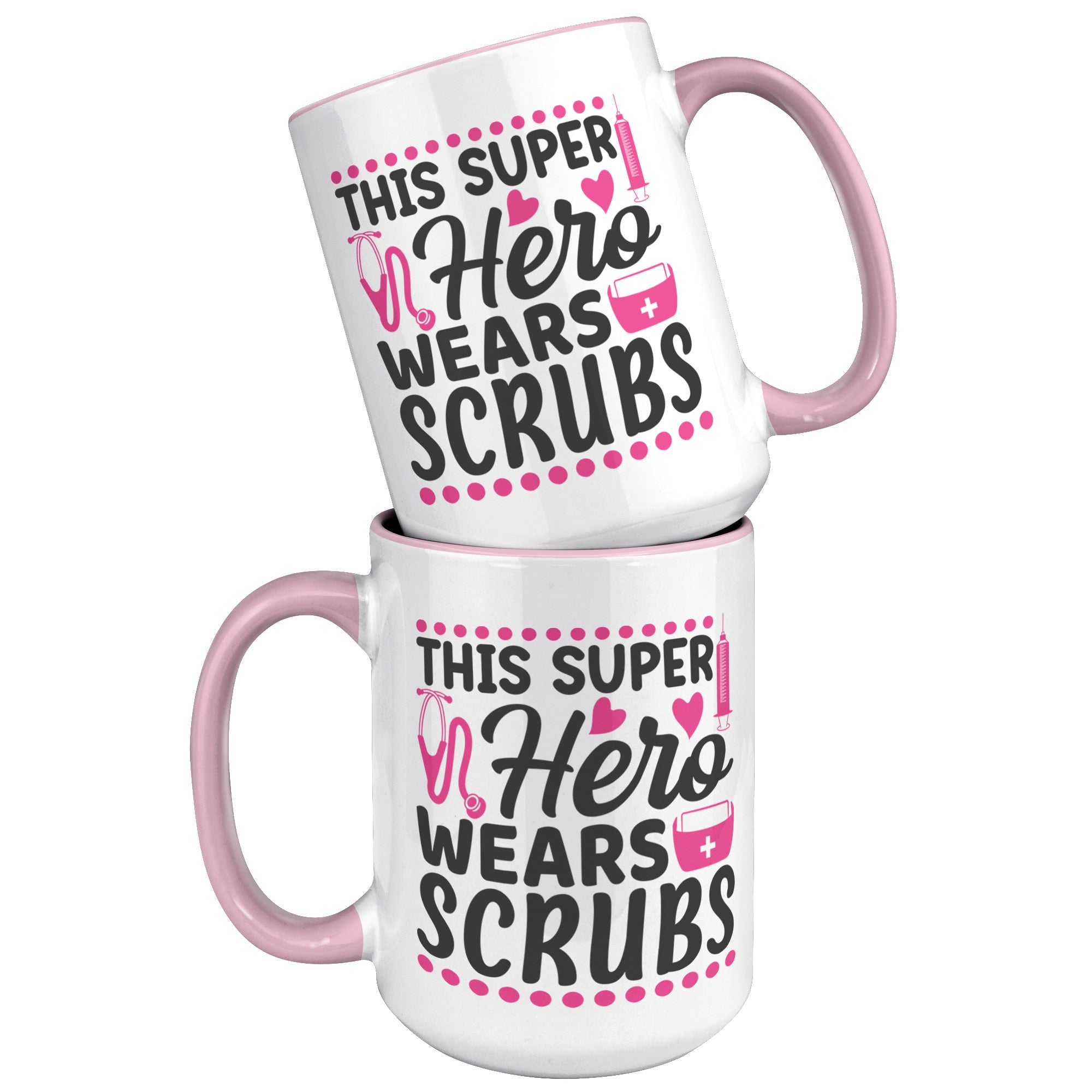15oz Accent Mug with 'This Super Hero Wears Scrubs' Design – Perfect Gift for Healthcare Heroes