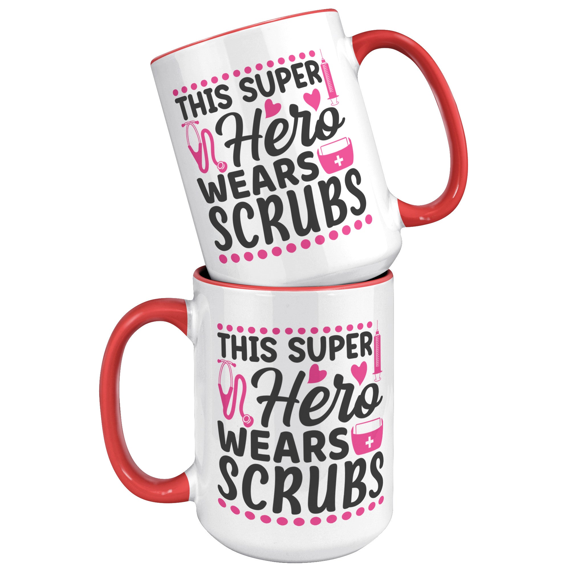15oz Accent Mug with 'This Super Hero Wears Scrubs' Design – Perfect Gift for Healthcare Heroes