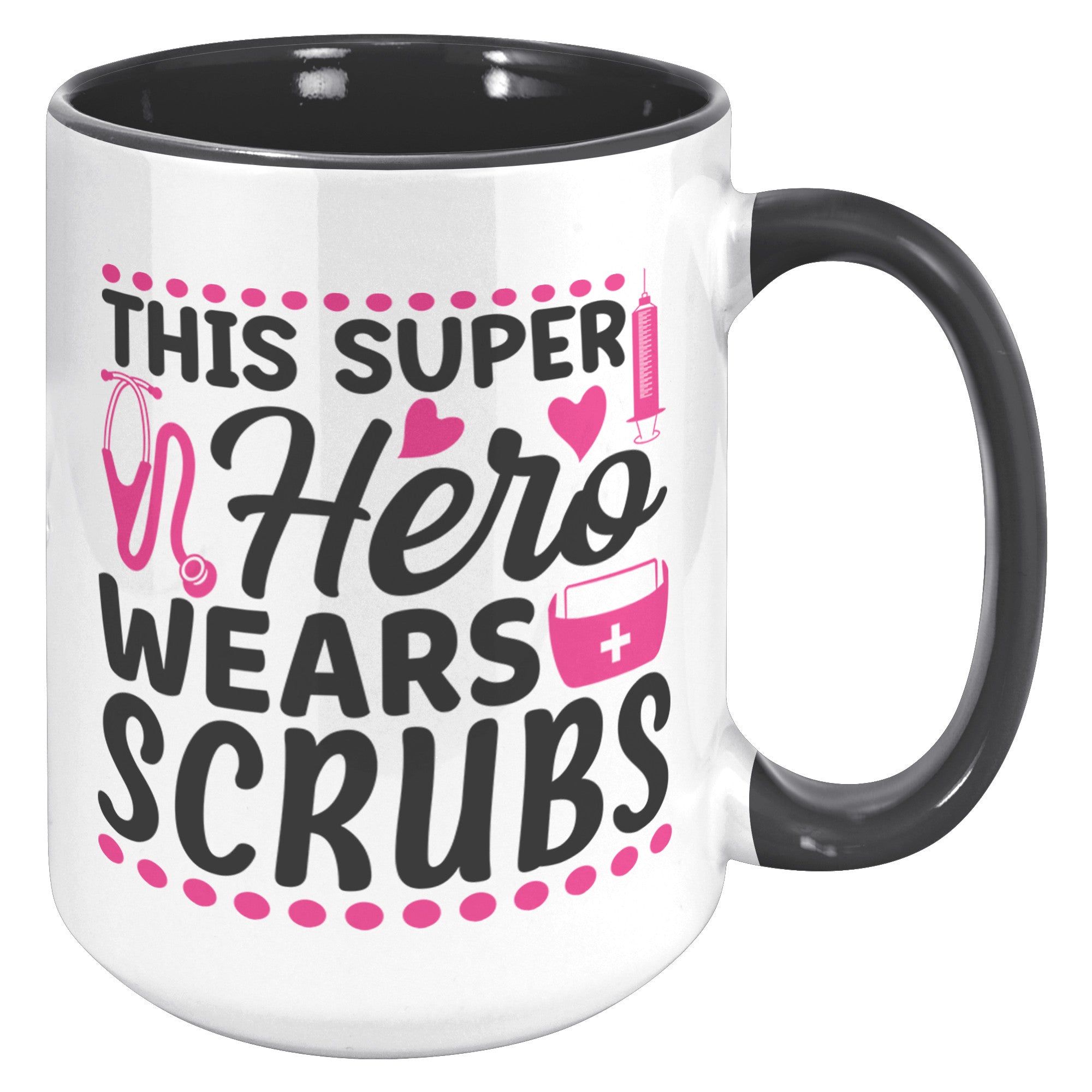 15oz Accent Mug with 'This Super Hero Wears Scrubs' Design – Perfect Gift for Healthcare Heroes