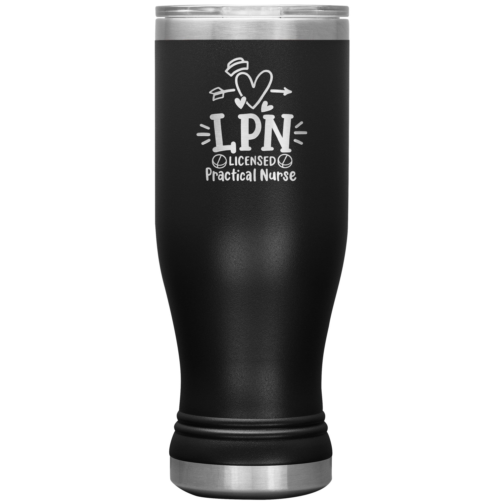 20 oz BOHO Insulated Tumbler - LPN Licensed Practical Nurse with Nurse's Cap, Pills, and Heart - Nursing Care in Every Sip!