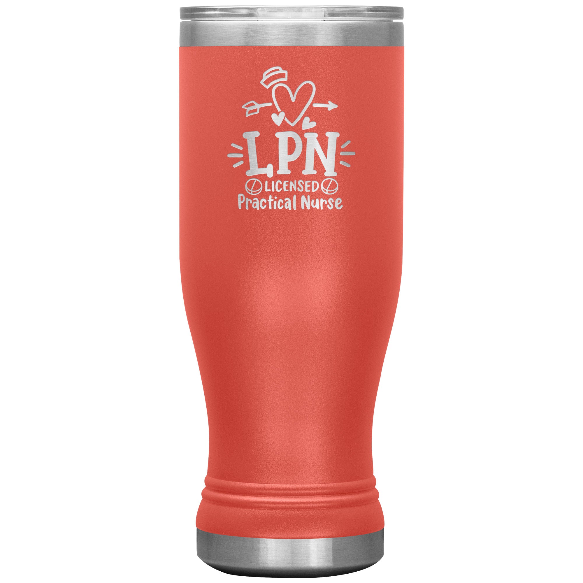 20 oz BOHO Insulated Tumbler - LPN Licensed Practical Nurse with Nurse's Cap, Pills, and Heart - Nursing Care in Every Sip!