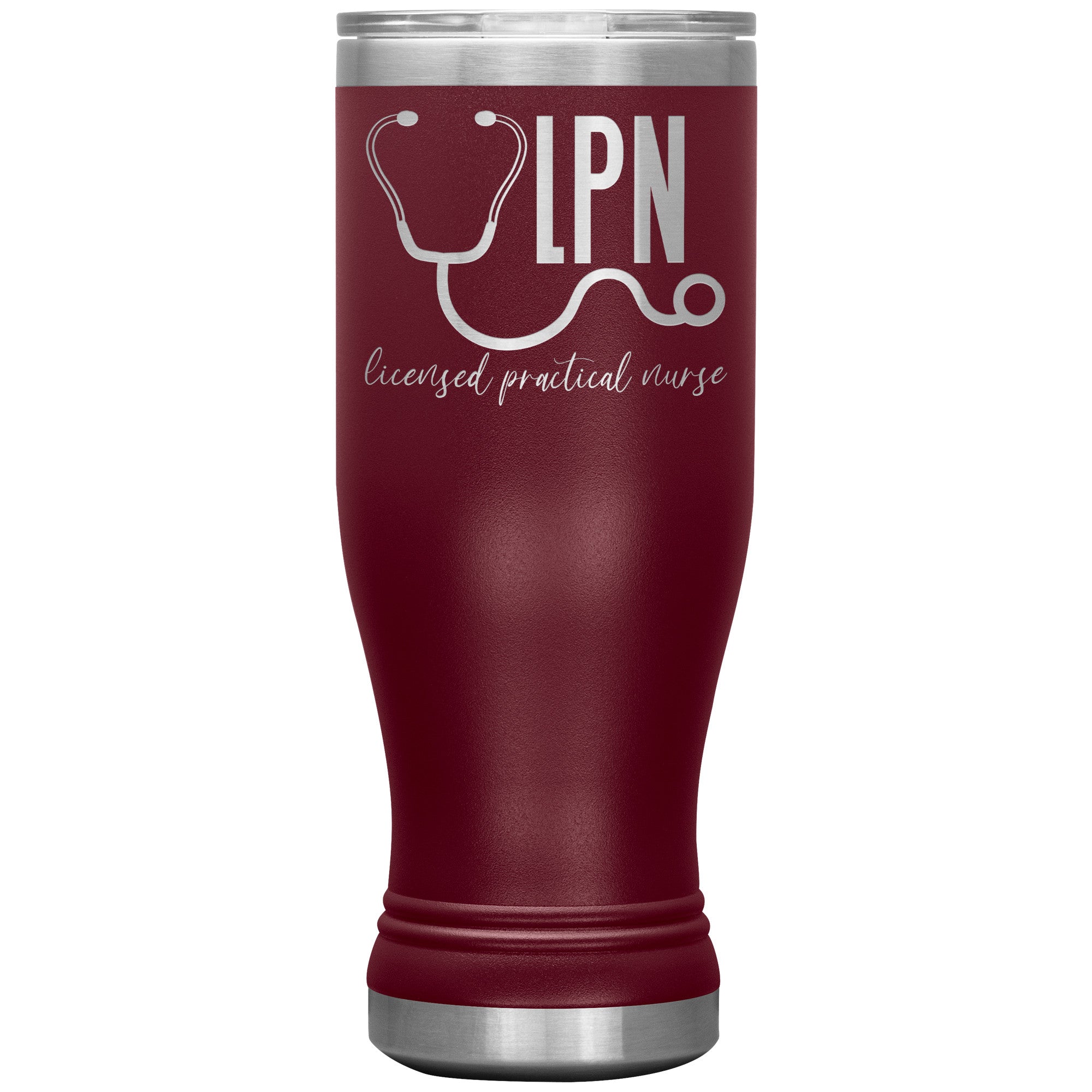 20 oz BOHO Insulated Tumbler - LPN Licensed Practical Nurse with Stethoscope - Stay Hydrated in Nursing Style!