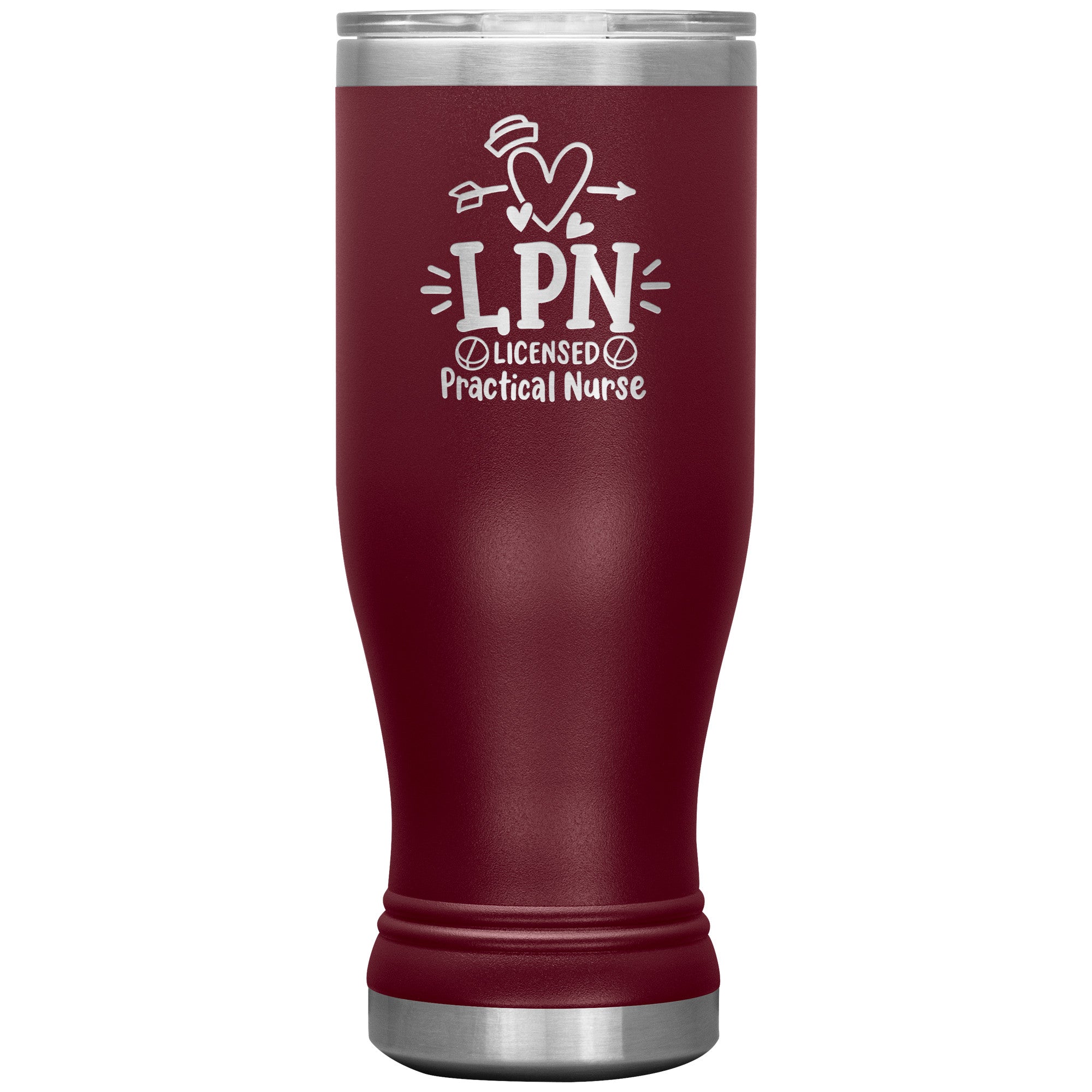 20 oz BOHO Insulated Tumbler - LPN Licensed Practical Nurse with Nurse's Cap, Pills, and Heart - Nursing Care in Every Sip!
