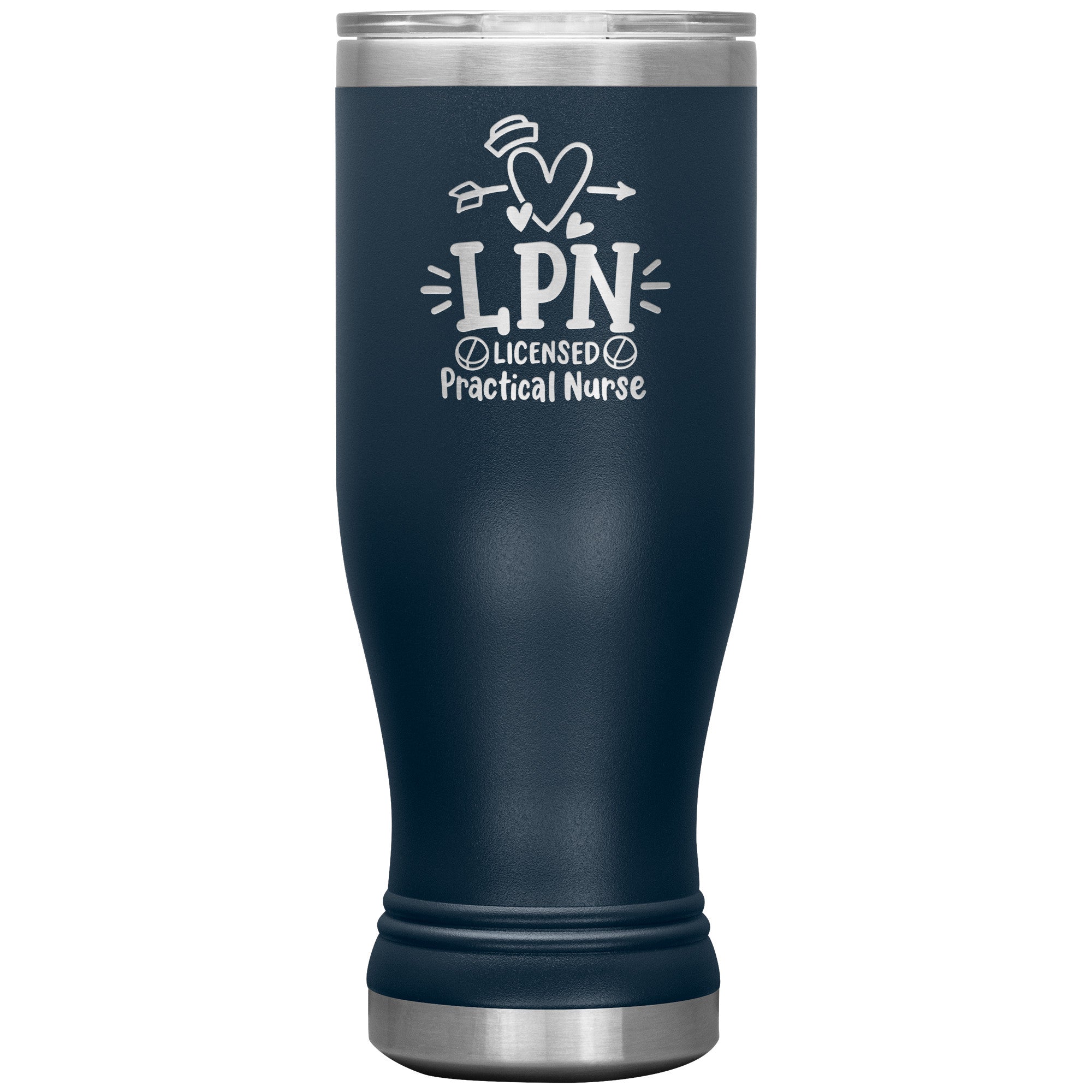 20 oz BOHO Insulated Tumbler - LPN Licensed Practical Nurse with Nurse's Cap, Pills, and Heart - Nursing Care in Every Sip!