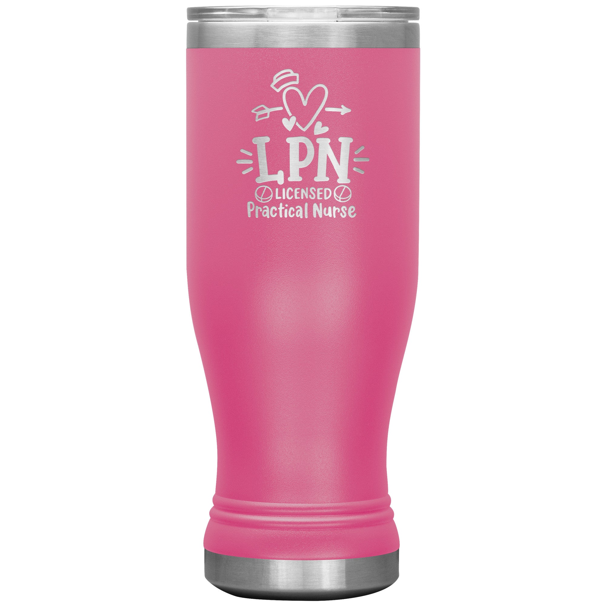 20 oz BOHO Insulated Tumbler - LPN Licensed Practical Nurse with Nurse's Cap, Pills, and Heart - Nursing Care in Every Sip!