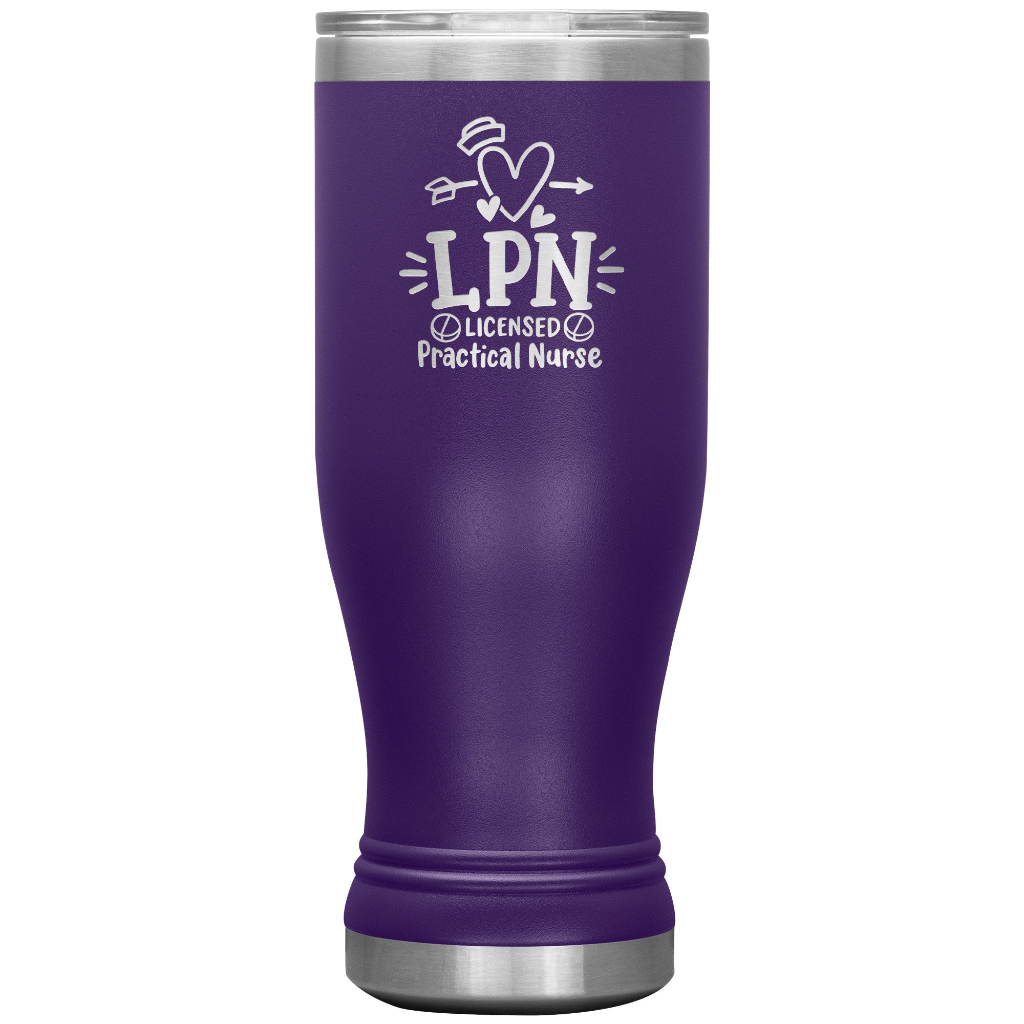 20 oz BOHO Insulated Tumbler - LPN Licensed Practical Nurse with Nurse's Cap, Pills, and Heart - Nursing Care in Every Sip!
