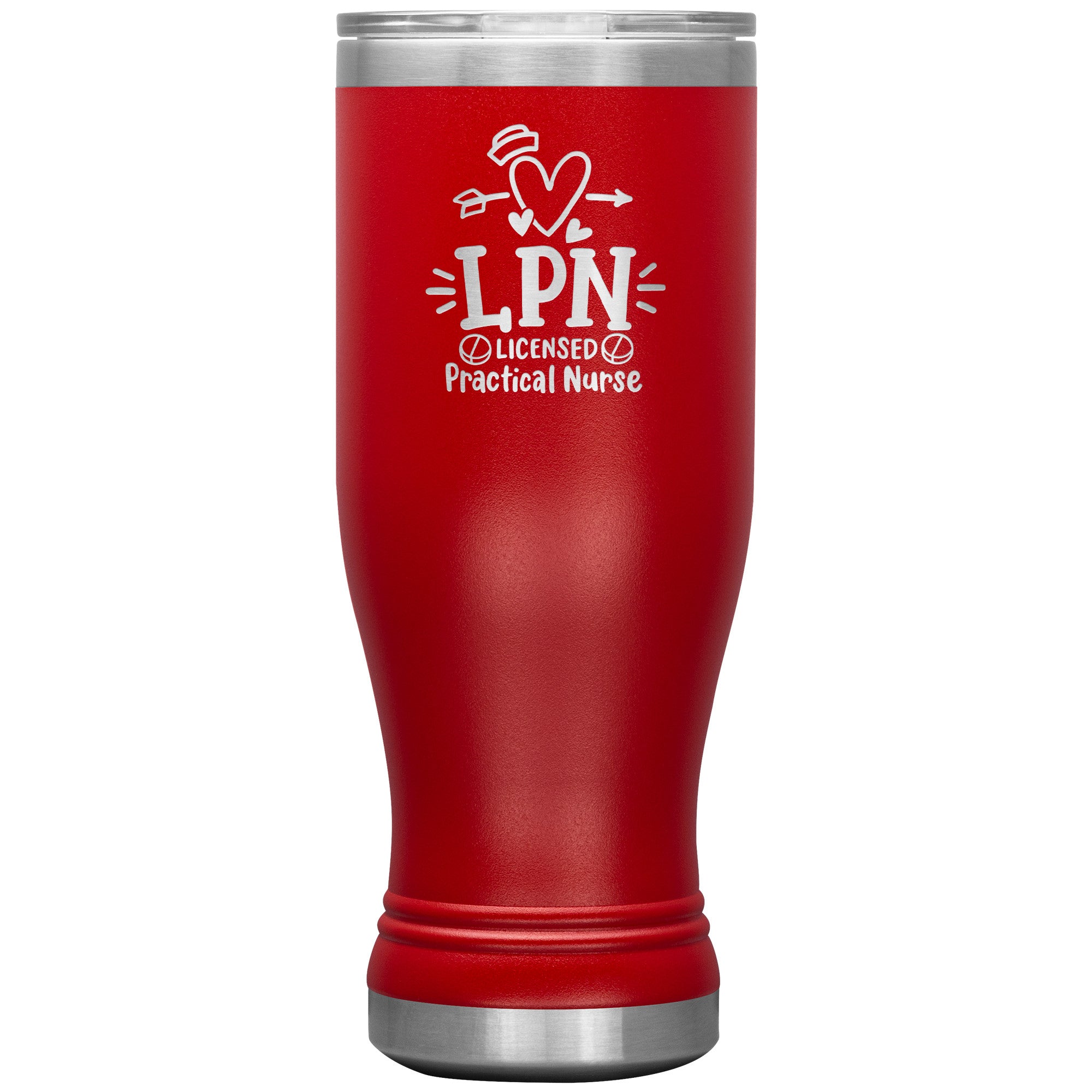 20 oz BOHO Insulated Tumbler - LPN Licensed Practical Nurse with Nurse's Cap, Pills, and Heart - Nursing Care in Every Sip!